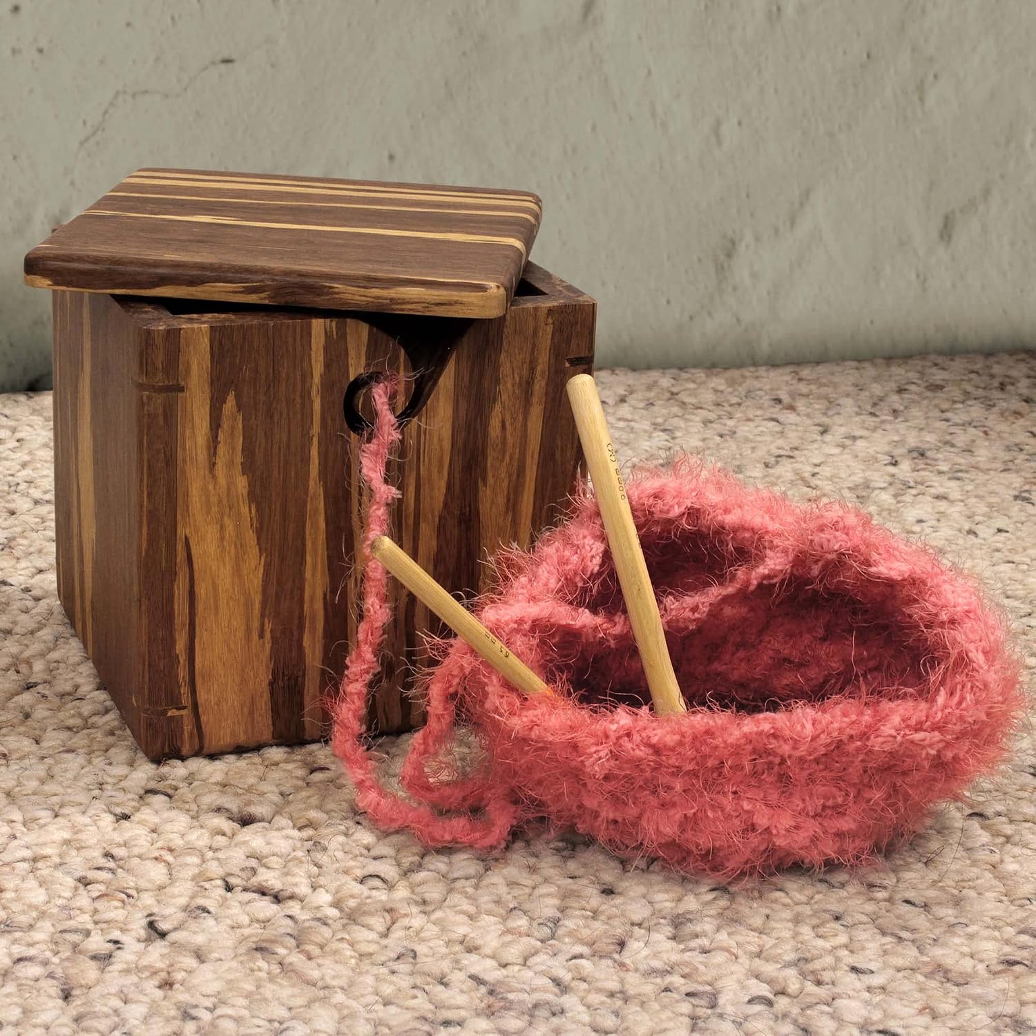 JubileeYarn Bamboo Yarn Bowl with Lid - Holder Knitting Crochet Accessories - Tiger Stripe - 1 Box