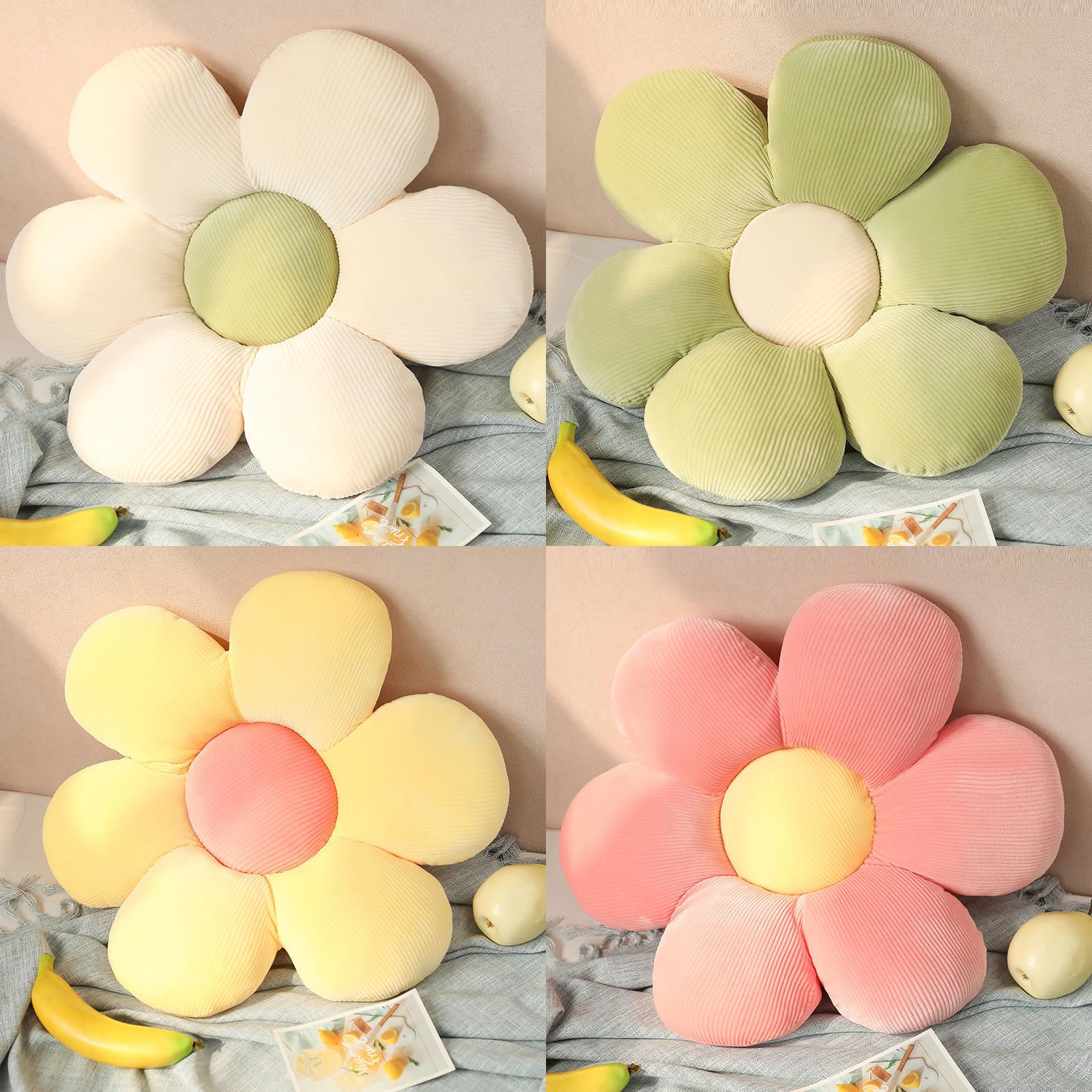 2 Pezzi Cuscini Di Fiori, Cuscino Floreale,Cuscino Girasole, Cuscino Per Sedia A Forma Di Fiore Margherita, Graziosi Cuscini Da Pavimento, Per Camera Da Letto, Divan(Size:50x50cm(4pcs),Color:viola