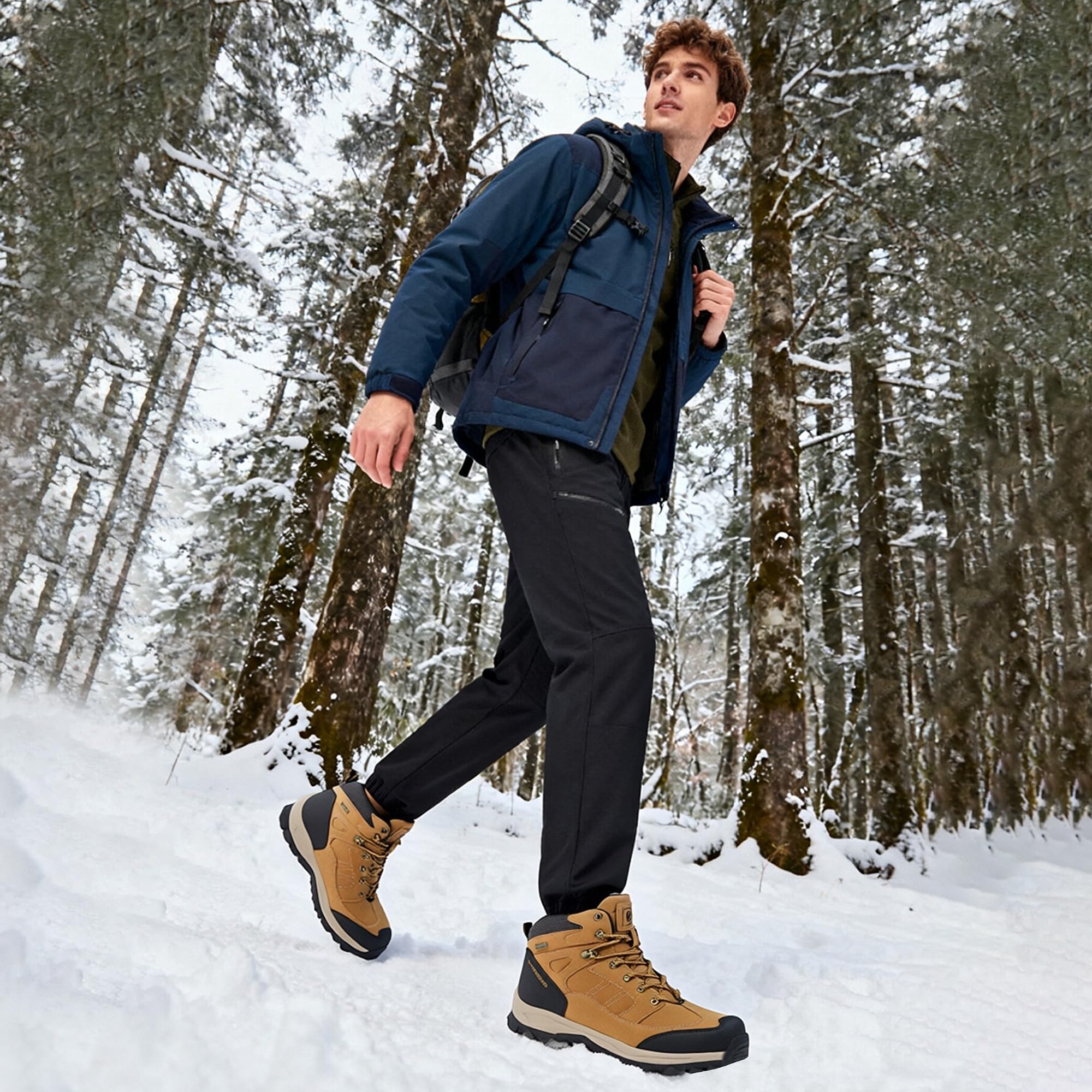 AX BOXING Winterschuhe Herren Gefüttert Winterstiefel Wanderschuhe Rutschfeste Warm Schneestiefel Outdoor Trekkingschuhe 41-46 EU