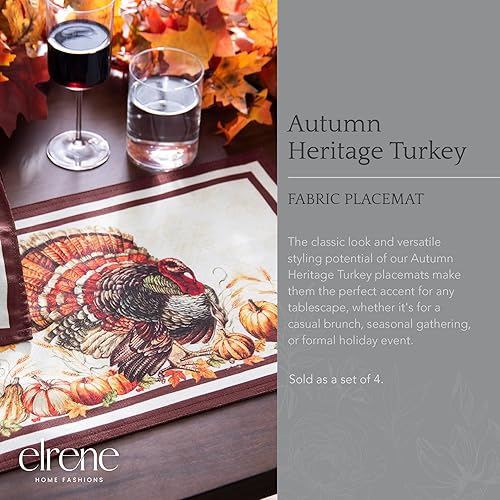 Miniatura 9 de Elrene Home Fashions Autumn Heritage - Servilletas diseñadas con pavo, juego de 4, 17 x 17 pulgadas