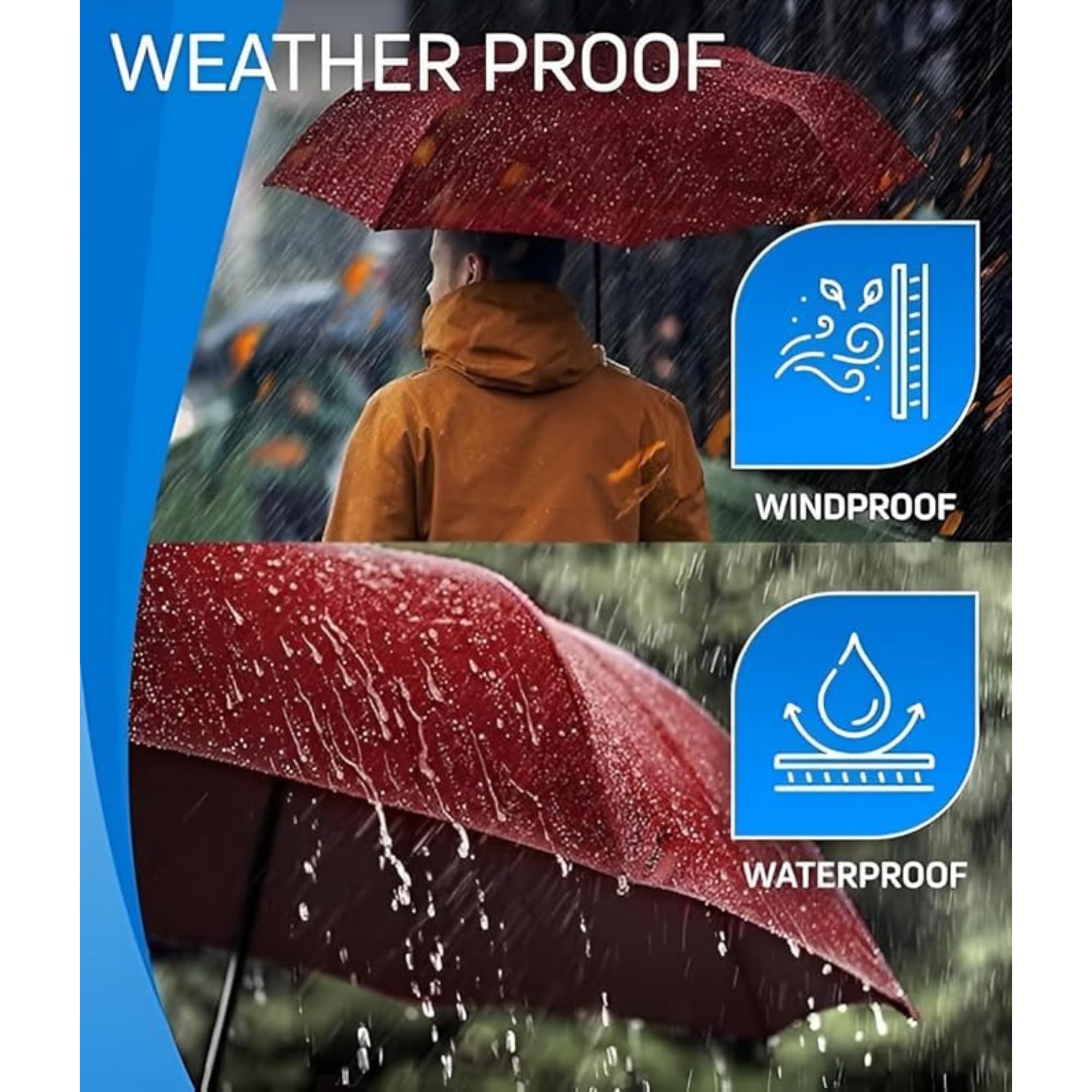 SHOPPOFOBIX Umbrella, Umbrellas for Women, Umberallas for Rain Big Size Men, Umbrellas for Wind and Rain, Windproof Umberallas Large for Man, Women, Kids, Girls, Boys -8 FIBERGLASS RIBS (Red) 1