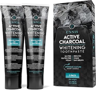 Charcoal Teeth Whitening Toothpaste, SLS Free 100 ml Pack of 2