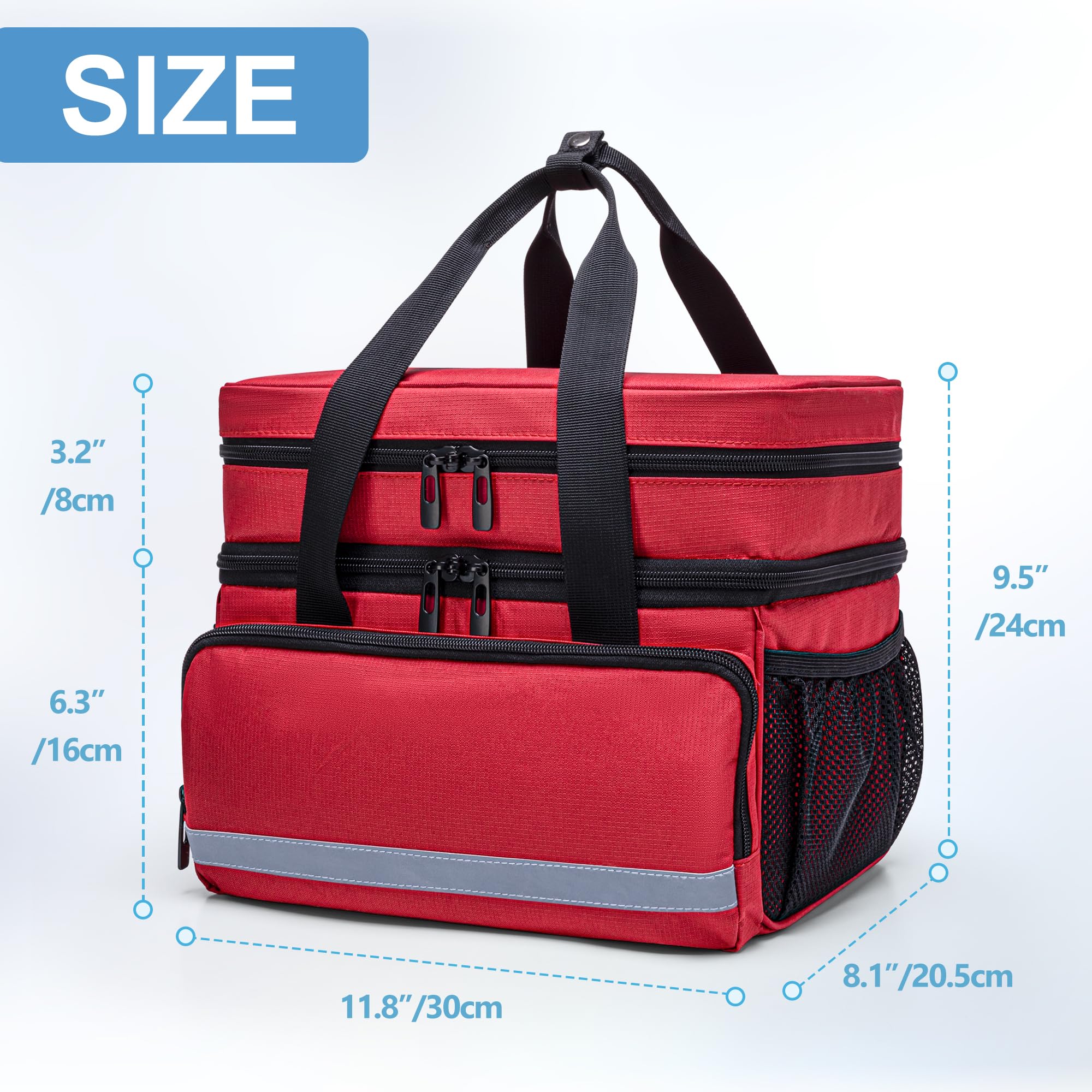 CURMIO Bolsa de primeros auxilios vacía de doble capa, bolsa médica, bolsa de botiquines médicos de emergencia, bolsa de almacenamiento de medicamentos para el hogar y viajes, color rojo (diseño