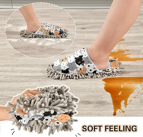 Miniatura 3 de Pantuflas de microfibra suave y lavable, súper chenilla, zapatos para el hogar, zapatos para limpieza de suelos