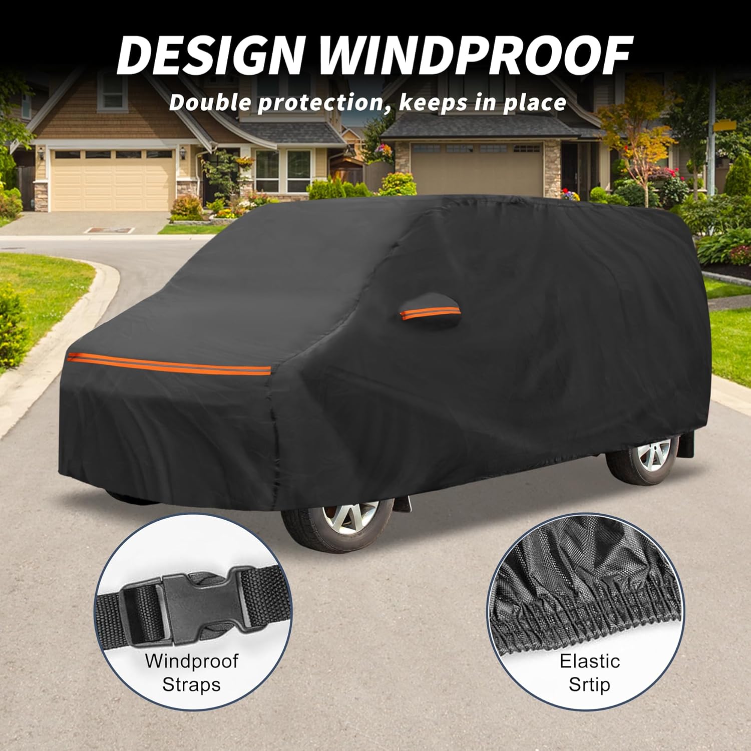 X AUTOHAUX Car Cover for Toyota Voxy Aluminum Film,Cotton Outdoor Full Car Cover All Weather Waterproof Windproof Sun Protection with Driver Door Zipper