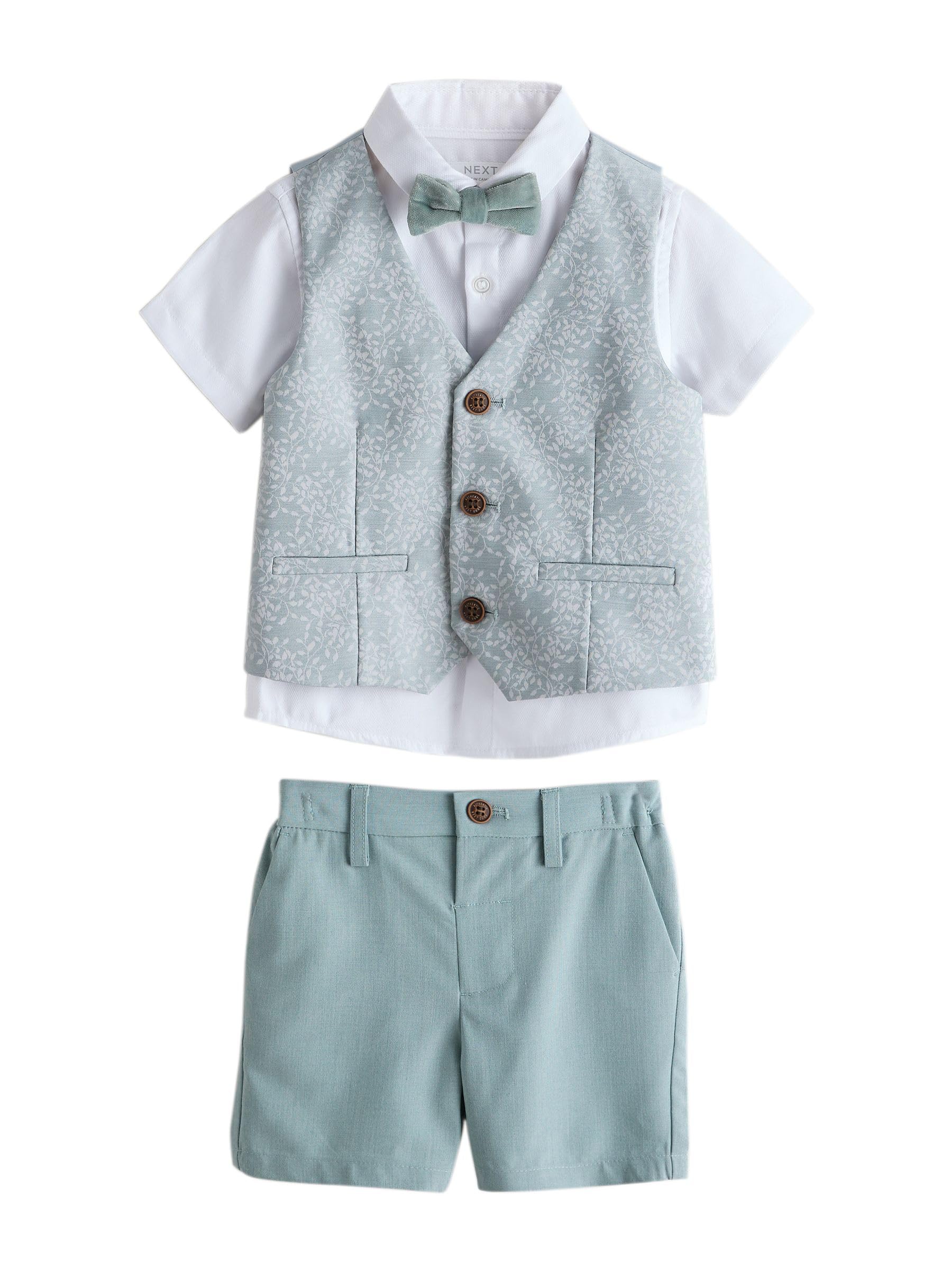 NEXT Jungen Weste, Hemd, Shorts und Krawatte im Set