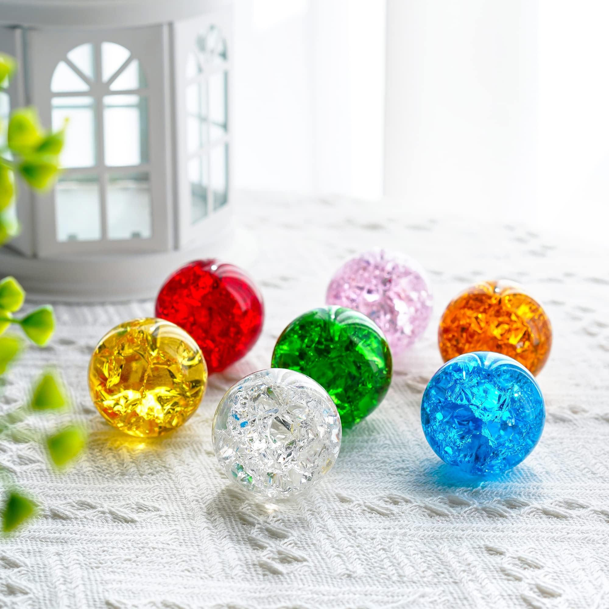 ZEERSHEE 7 Color Chakra cristal bolas cristal bola de cracking con LED madera Base 40mm bolas de cristal noche luz decoración del hogar regalos para los amantes