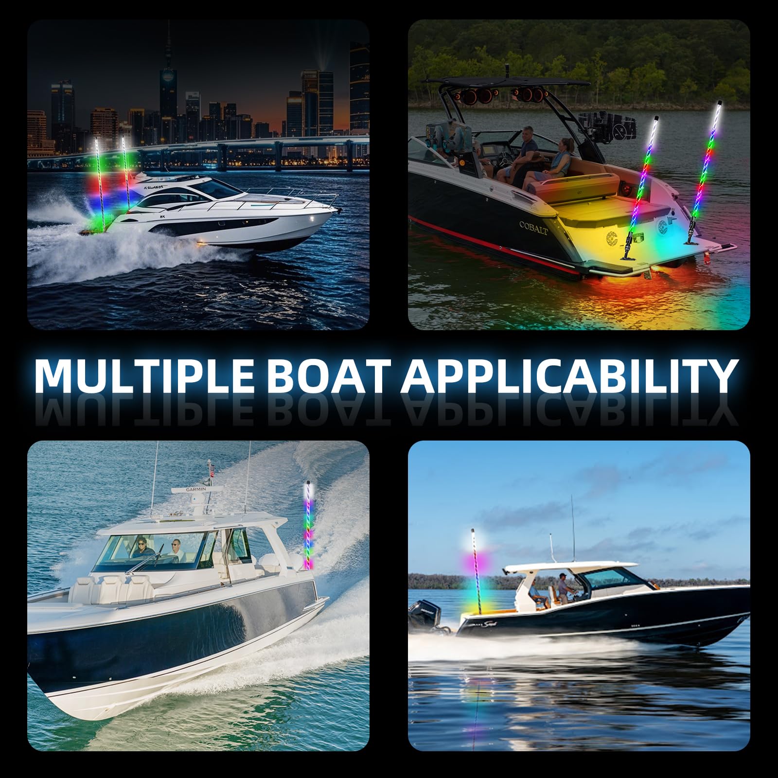 Luce di ancoraggio per barca a spirale, 360 °, con telecomando, con base plug-in, luce di navigazione a frusta per barche da pesca, yacht