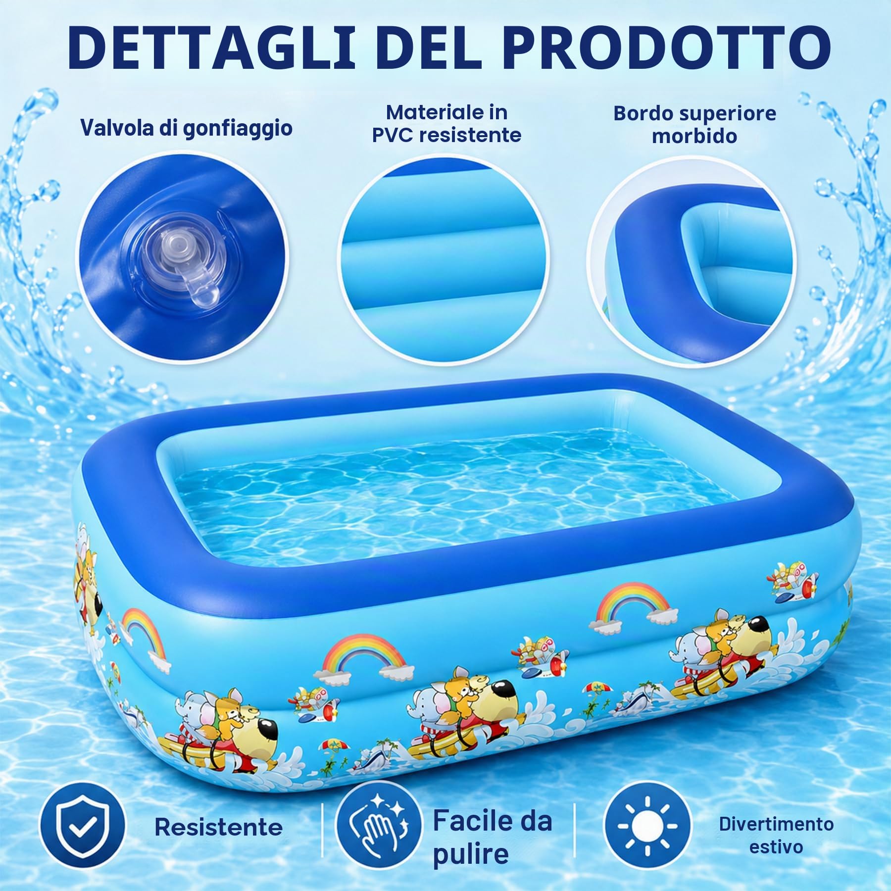 Sunshine smile Piscina gonfiabile per bambini, 120 x 85 cm, rotonda, rossa, 3 strati, per bambini di tutte le età