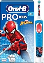 Oral-B Pro Kids Spiderman Electric Toothbrush for Children from 3 Years, Includes Sensitiv+ Mode for Dental Care, Extra Soft Bristles, 1 Replacement Brush, 4 Stickers, Blue/Red