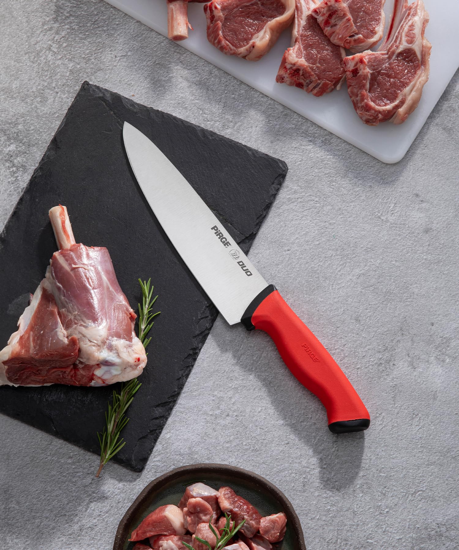 Pirge Duo Profi Messerset mit Tasche 7 Stück - Rutschfester Griff - Profi Kochmesser Set - Edelstahl Profi Küchenmesser Set - Messer Set Scharf für Köche