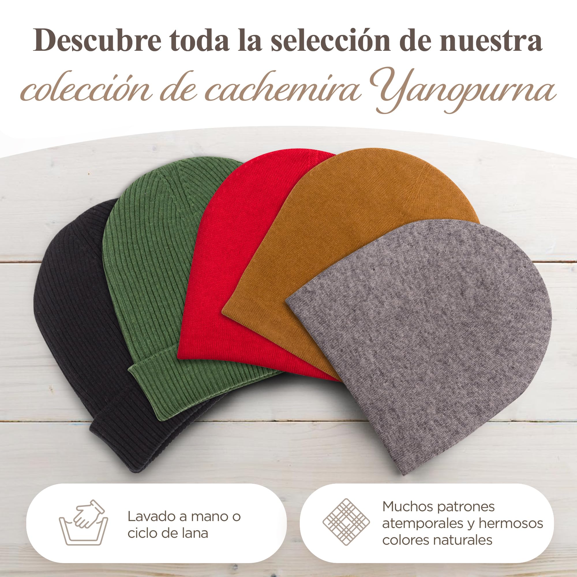 Gorro de Cachemira – Gorro Tejido a Mano con 100% Lana de Cachemira para Hombre y Mujer – Gorro Unisex, Suave Gorro de Invierno, Hecho en Nepal