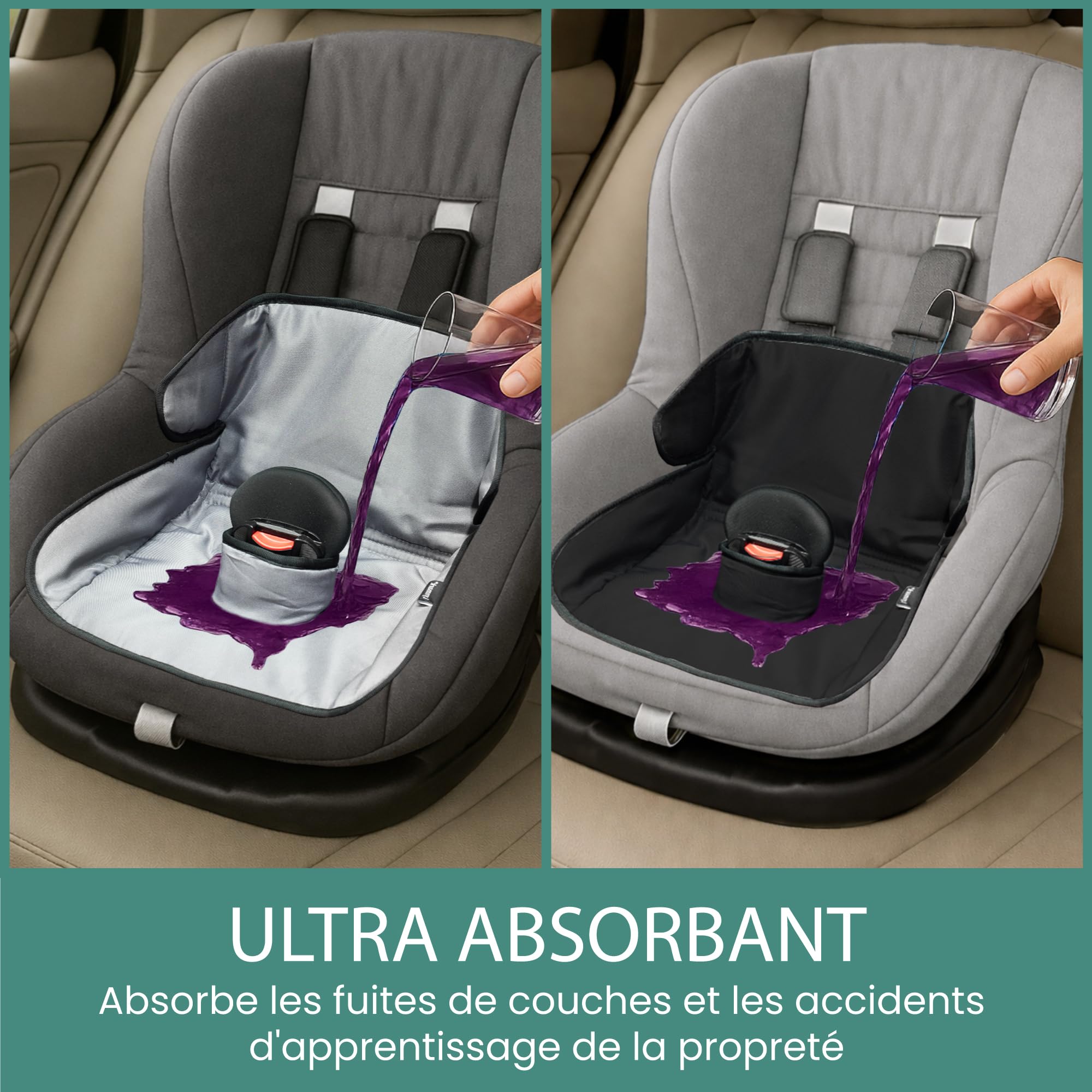 Lynmark Lot de 2 housses d'apprentissage de la propreté pour siège de voiture – Tapis de protection imperméable et doux pour siège de voiture pour bébé et enfant – Doublure lavable universelle pour