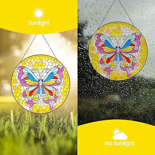 Miniatura 4 de Mariposa para colgar en la ventana, mosaico, mariposa, atrapasoles para ventana interior, paneles de vidrio, decoración artística, regalos para