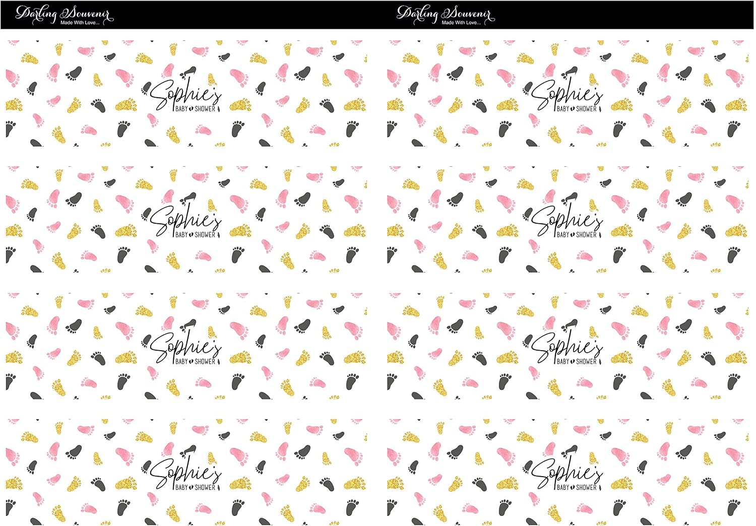 Darling Souvenir Water Bottle Labels for Baby Shower- Its A Girl, Footprint,s Easy to Use Party Supplies- Personalized Baby Shower- Collection Great for Your Celebrations - Pack of 32