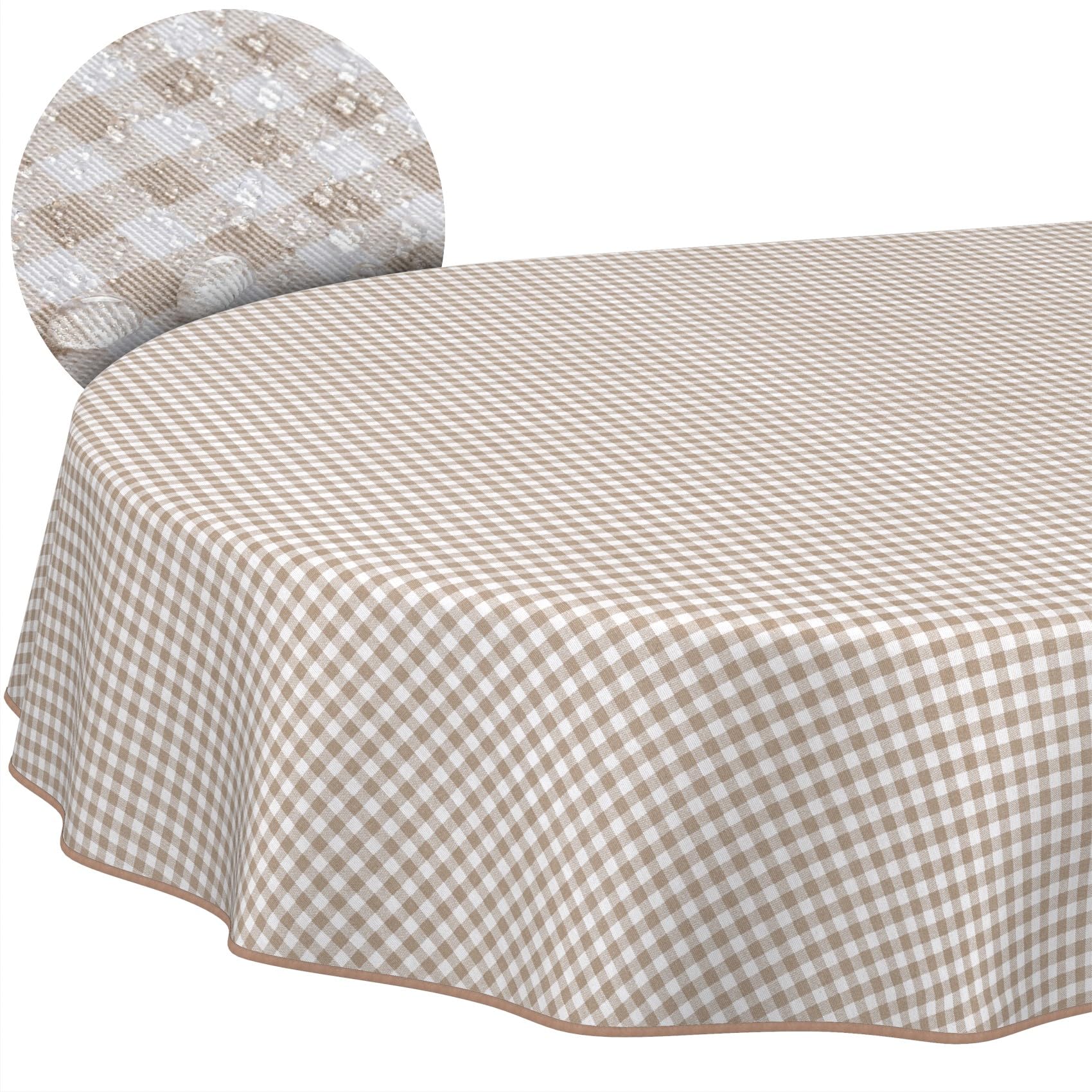 Mantel de tela textil lavable, mantel de algodón y poliéster, ovalado, 260 x 140 cm, para interior y exterior