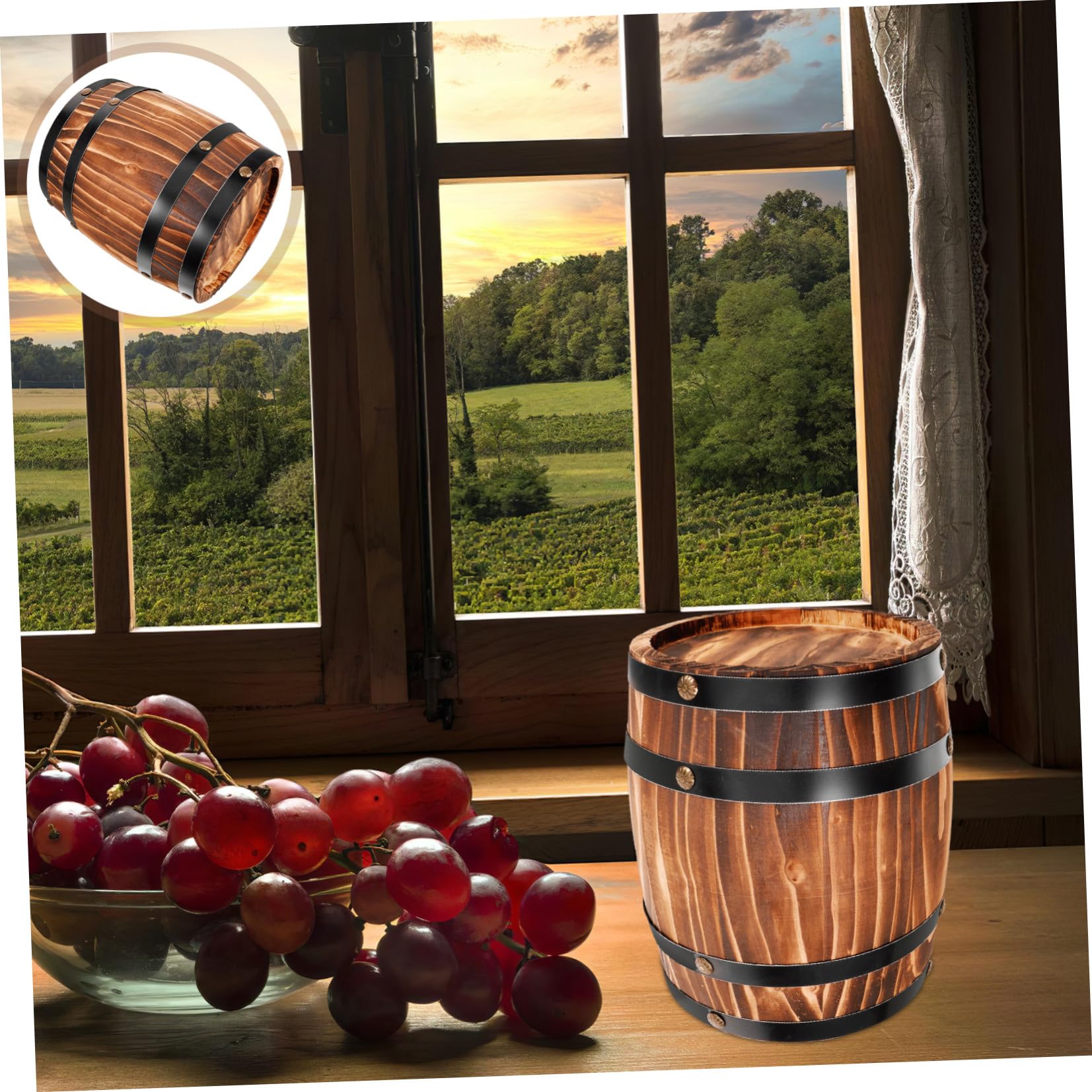 BESPORTBLE 2 Piezas Barril de Vino de Madera Artesanal 8x6 para Bar Retro