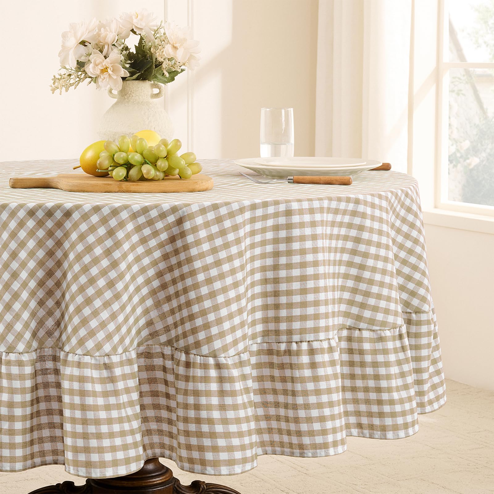 Orange Gingham Tablecloth - Ruffled Rectangle -16