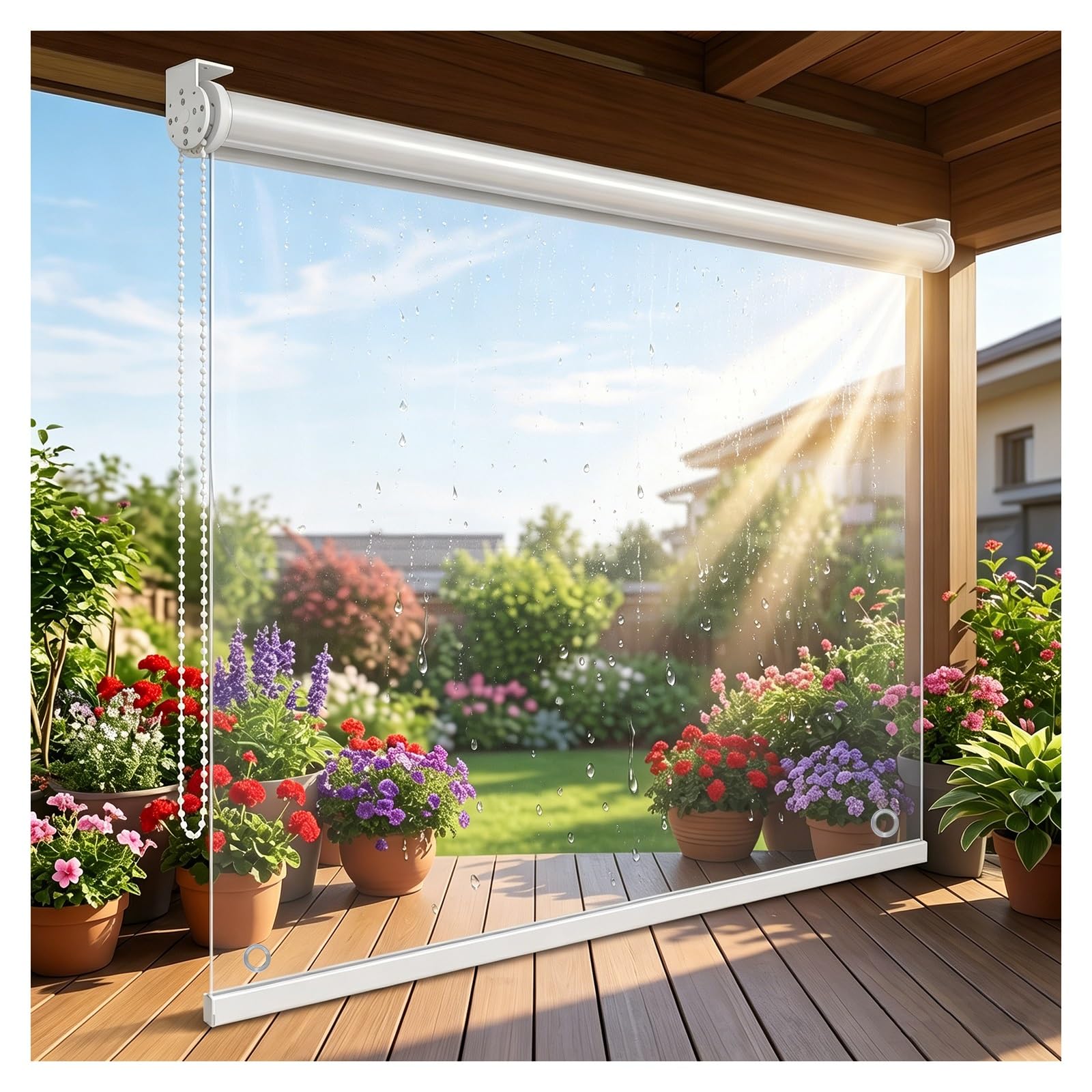 Zxcasdf One Color Transparent Vinyl Pvc Roller Shades，Clear Waterproof Roller Blinds，Rainproof Window Curtains，Outdoor Pergola Roller Shade Blind，Hd Transparent Roll Up Curtain(W100*H160cm/W39.37*H62.9in)