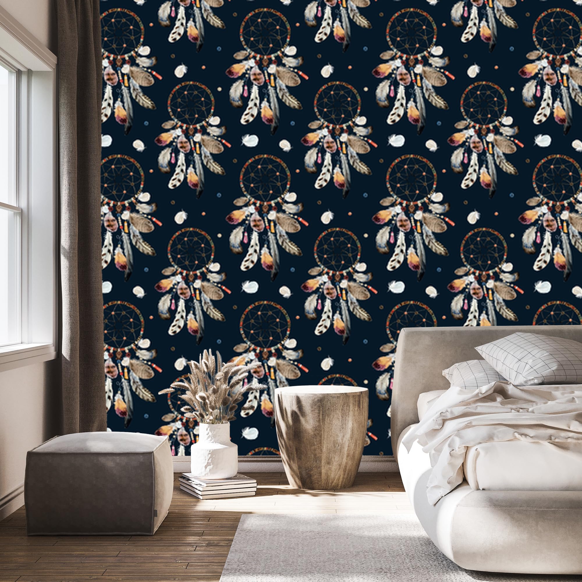 Vliestapete Traumfänger im Boho-Stil 50 x 1000 cm | Ausdrucksstarke Bildgestaltung; Charaktervoller Raumschmuck; Harmonische Akzentfläche; Kleister im Set