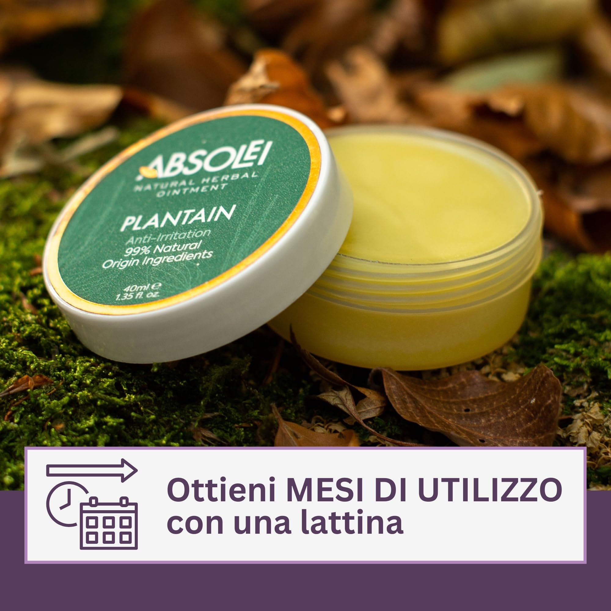 Pomata Piantaggine, Pomata Naturale contro Prurito, Eruzioni Cutanee e Punture di Zanzare, 40 ml