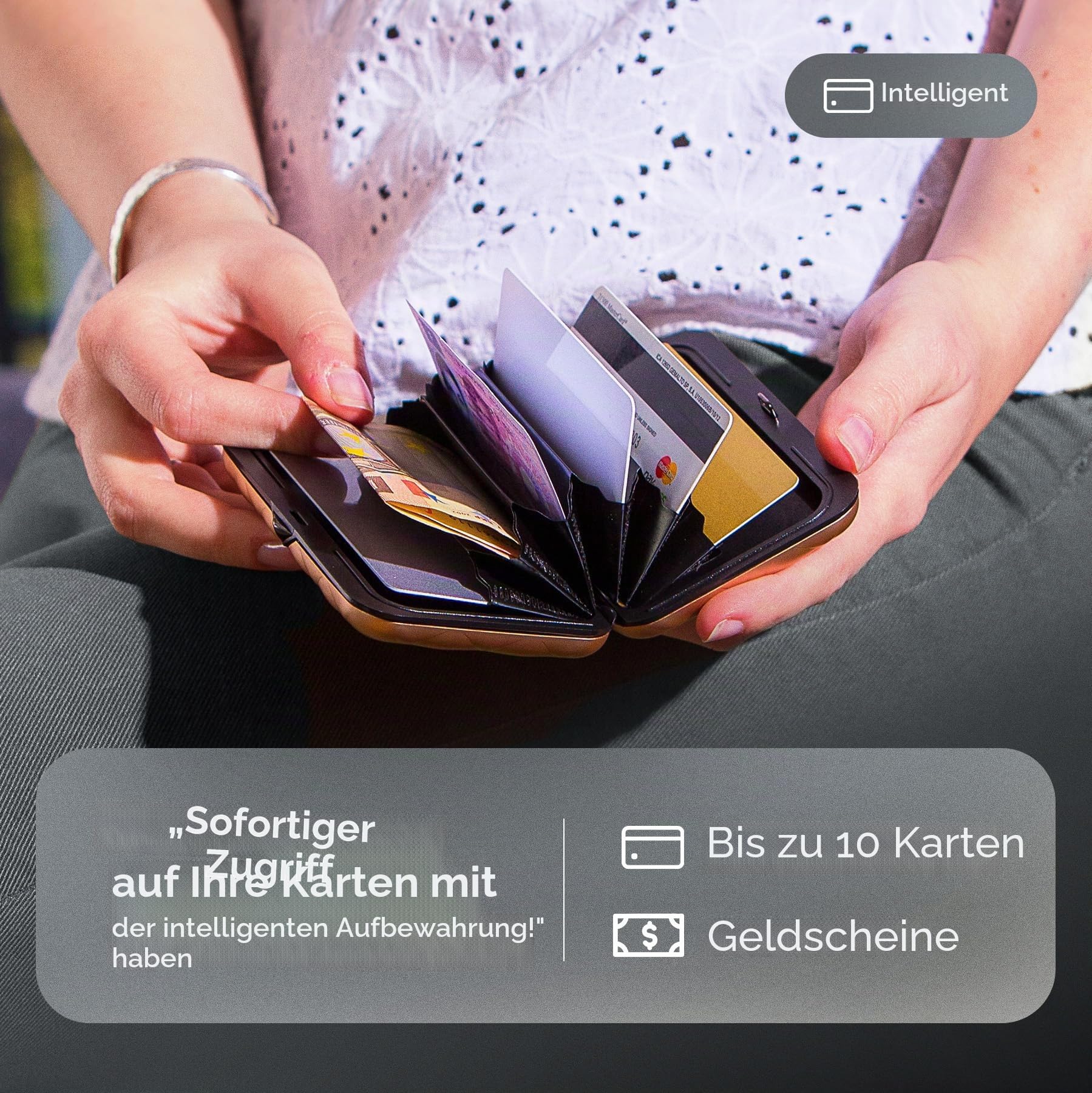 ÖGON DESIGNS Kartenetui für Frauen aus Aluminium mit Stepp-Effekt RFID Schutz Lady Case Helsinki Rose Gold
