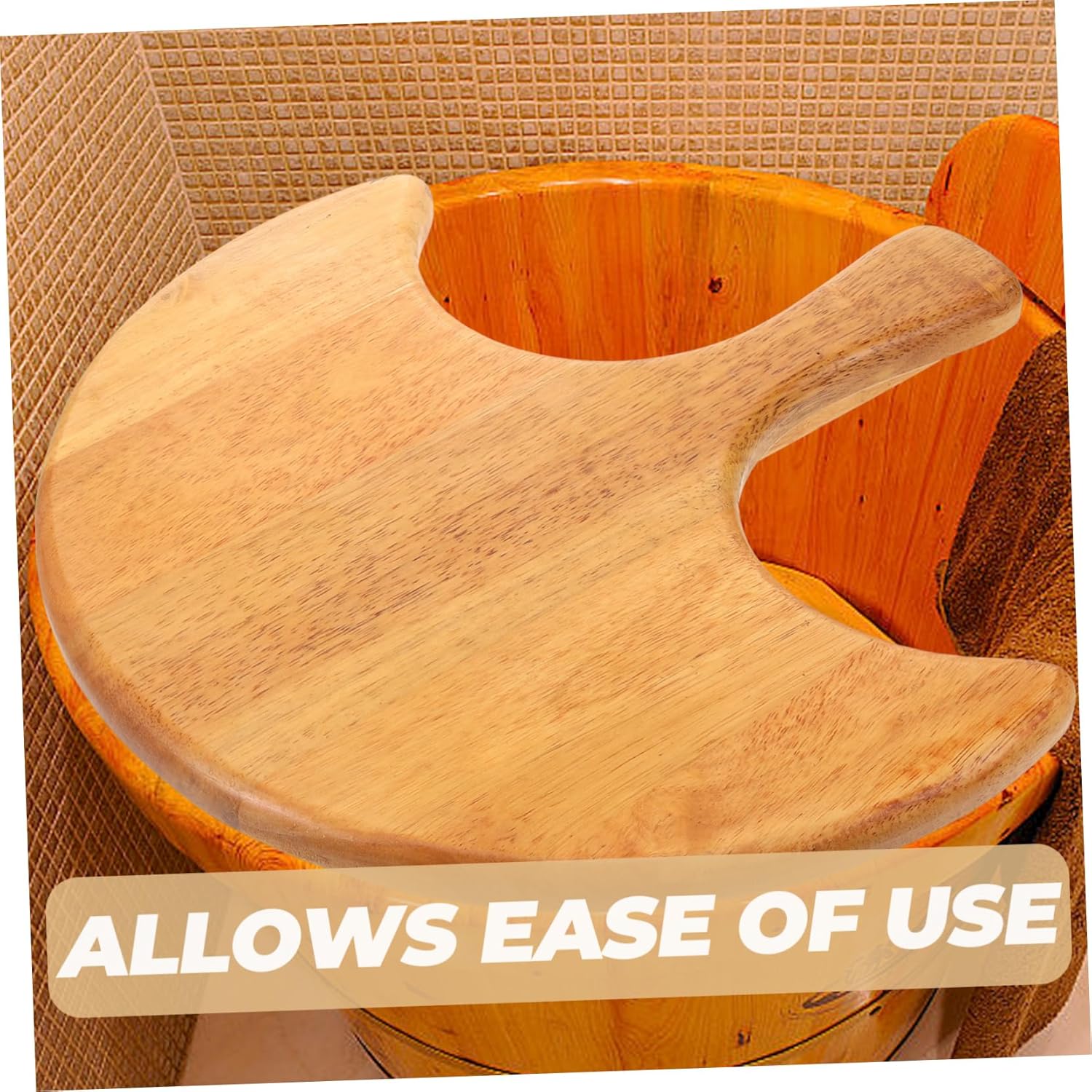 POPETPOP Wooden Foot Bath Tub Lid Replacement Fits Spa Tubs Foot Soak Buckets and Bath Basins Sturdy Accessory