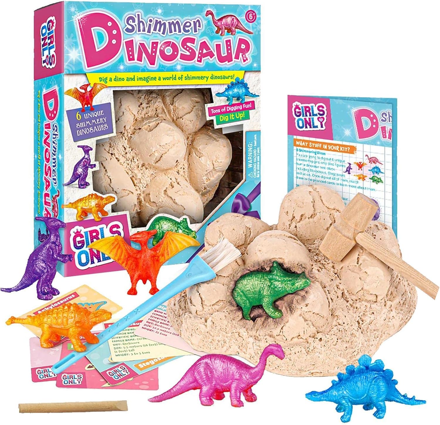Dinosaur Digging Toy, Dig Up Dinosaur Eggs 6 Cute Dinosaurs, Funny