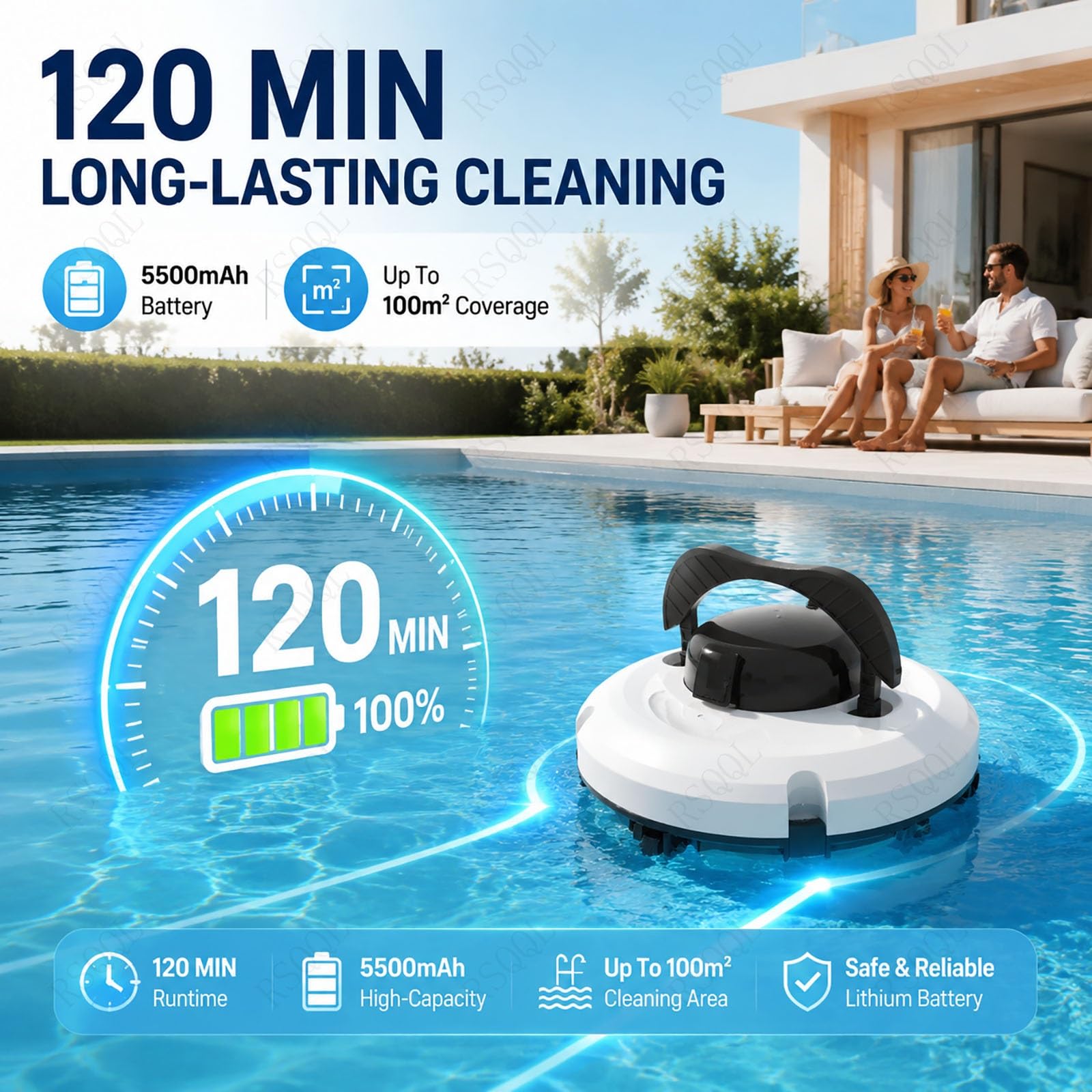 Robot de Piscina, Aspirador de Piscina inalámbrico