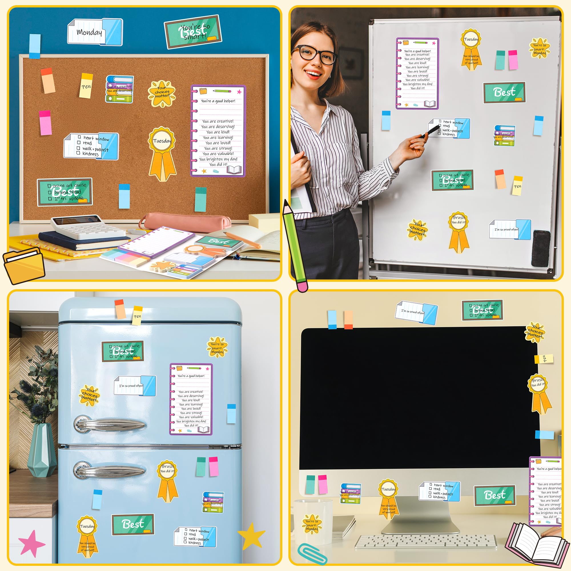 Xqumoi Best School Counselor Sticky Notes Set - Teacher Appreciation Self-Stick Note Pads Educator Writing Memo Pad Page Marker Bookmarker Back to School Office Supplies Thanksgiving Christmas Gift
