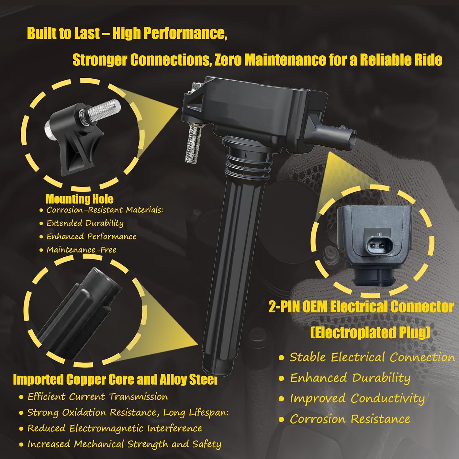 6PCS UF648 Ignition Coils Pack and 97390 Spark Plugs for 3.2L 3.6L V6 Compatible with C hrysler Dodge Charger Jeep Grand Cherokee Wrangler 200 300 Challenger Journey Replace for 93175 C894 C1791