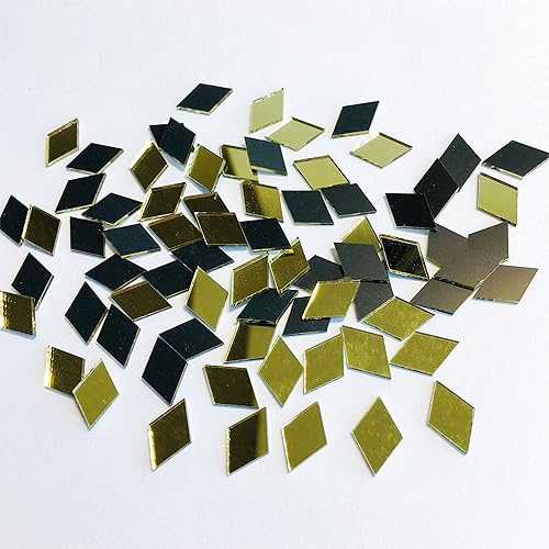 Miniatura 8 de 200 piezas de azulejos de mosaico con forma de diamante para trabajos de manualidades, espejo de bola de discoteca, decoración del hogar (oro rosa)