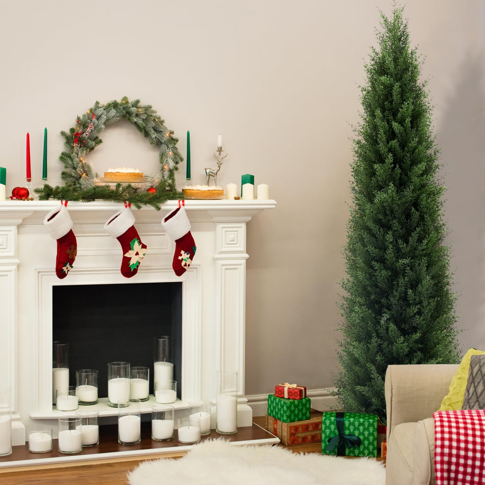 Due alberi di cedro artificiale da 1,5 m, pino artificiale, resistente
