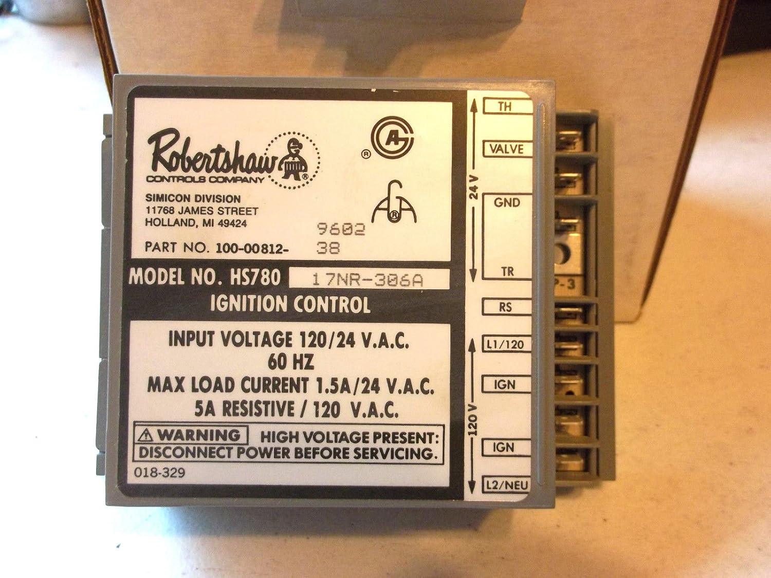 Robertshaw Ignition Control Model HS78017NR306A New