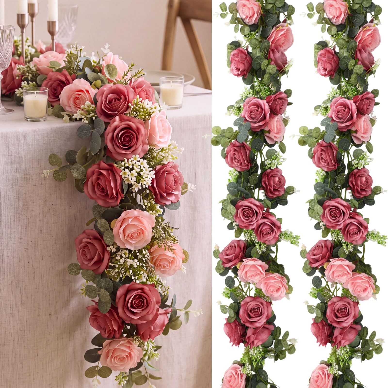 Photo 1 of Riceshoot Artificial Eucalyptus Vines Garland with Flowers