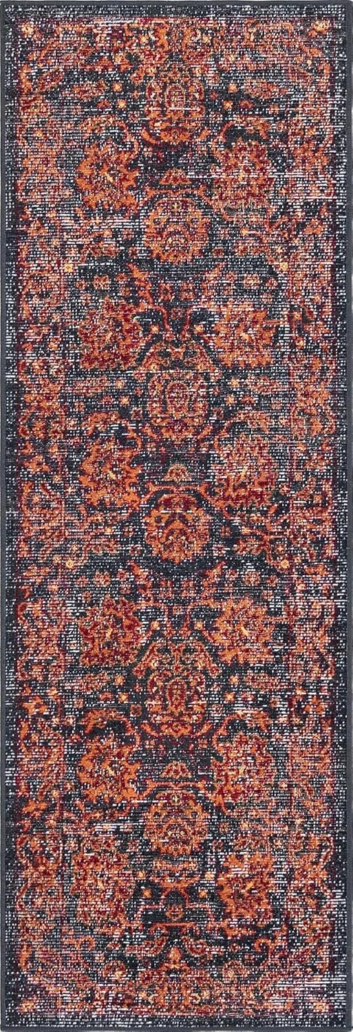 Rugs.com Lucerne Collection Runner Rug – 6 Ft Runner Black Low-Pile Rug Perfect for Hallways, Entryways