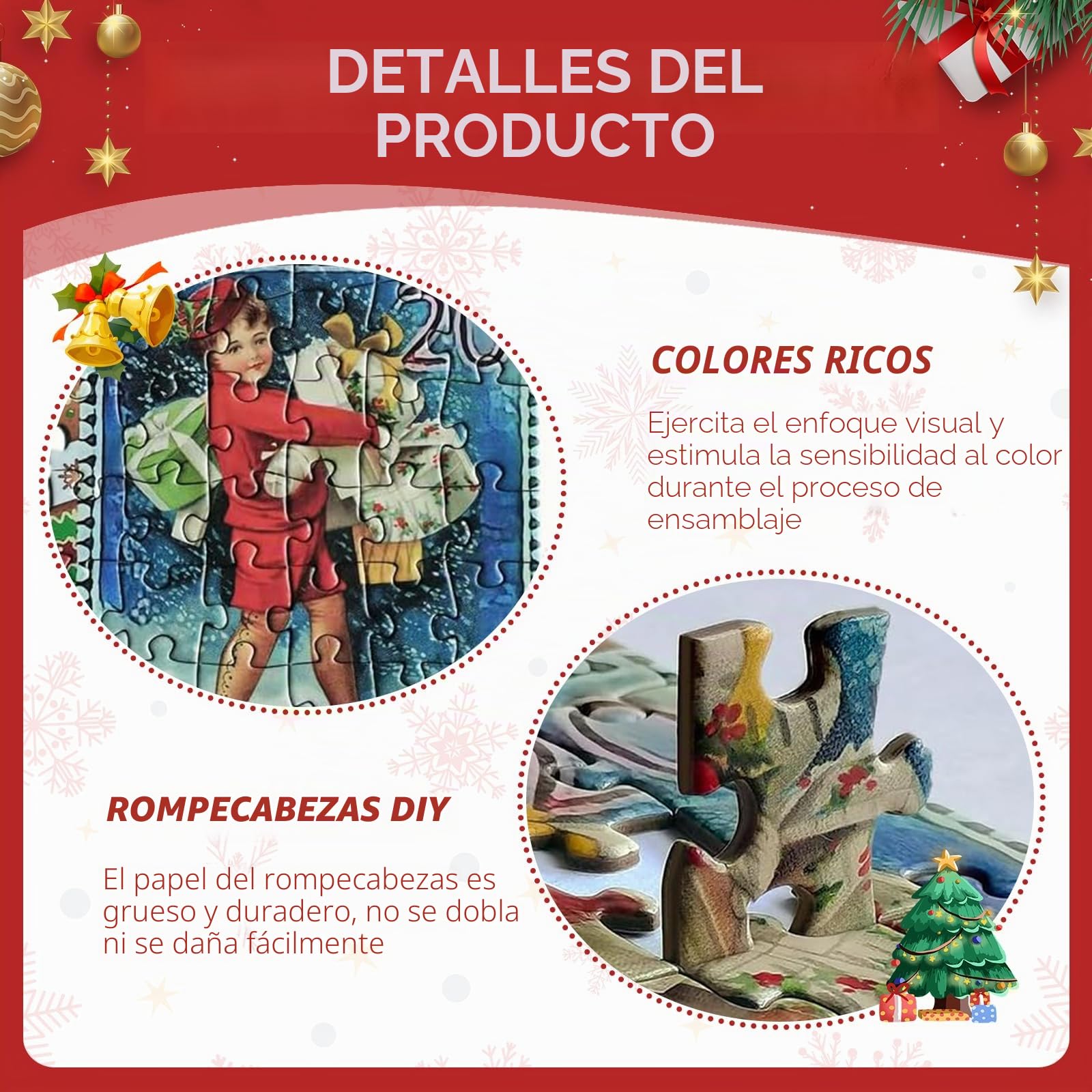 Calendario Adviento, Puzzle Navidad 1000 Piezas con 24 Cajas Sorpresa - Juego Interactivo Calendario Adviento Educativo y Divertido para Niños y Niñas Como Regalo Familiar