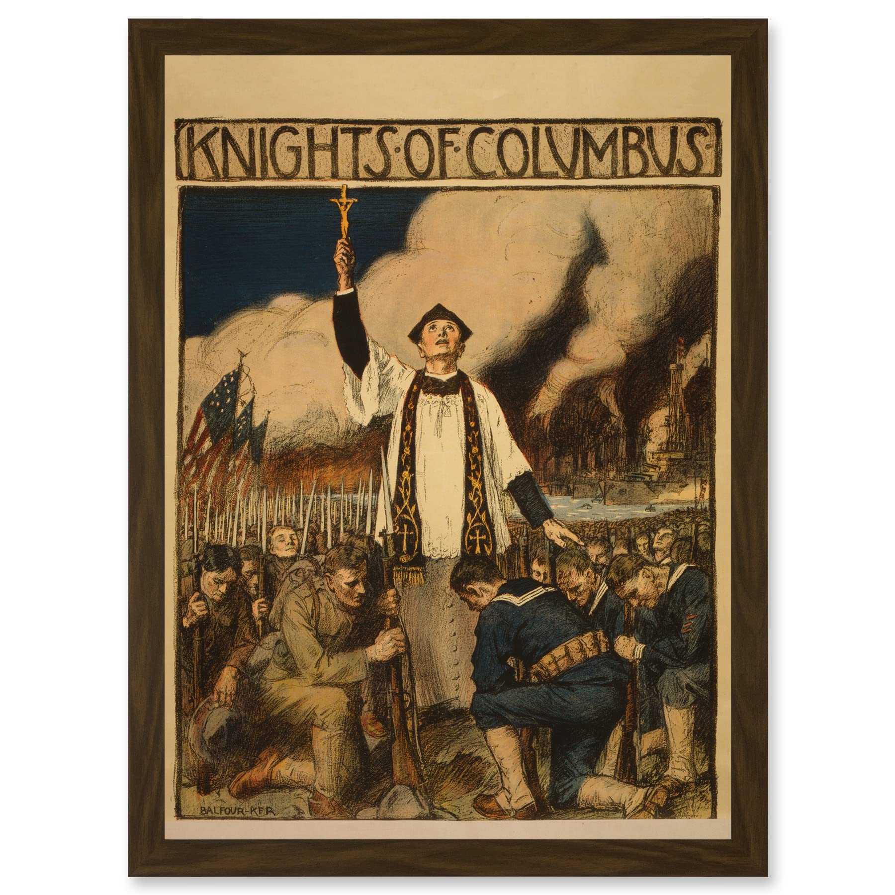 Wee Blue Coo World War Advert WW1 USA Knights Columbus Catholic Society Artwork Framed Wall Art Print A4