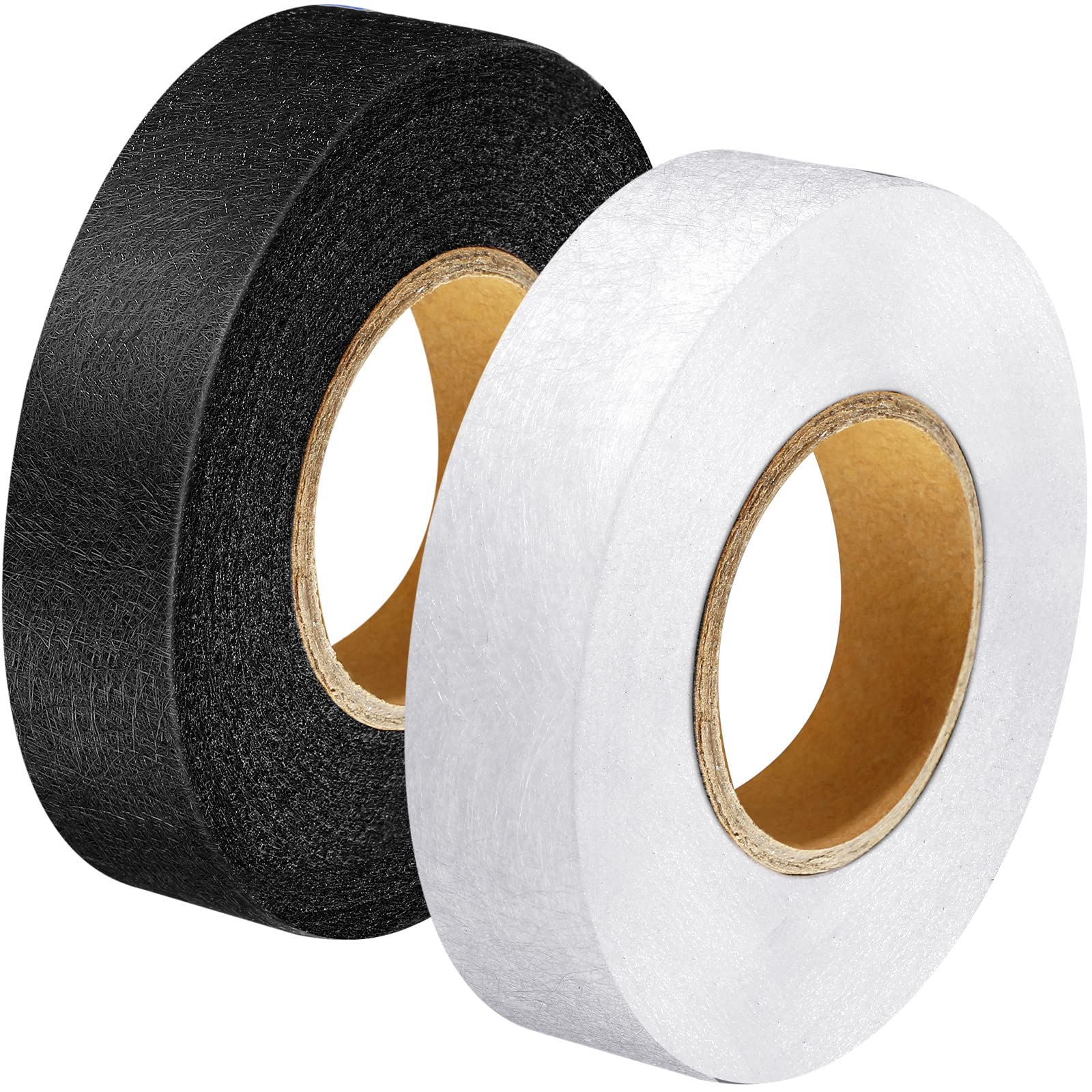 Iron on Hem Tape Fabric Fusing Hemming Tape for Pants Each 27 Yards, 2 Pack(3/4 Inch,Black, White)