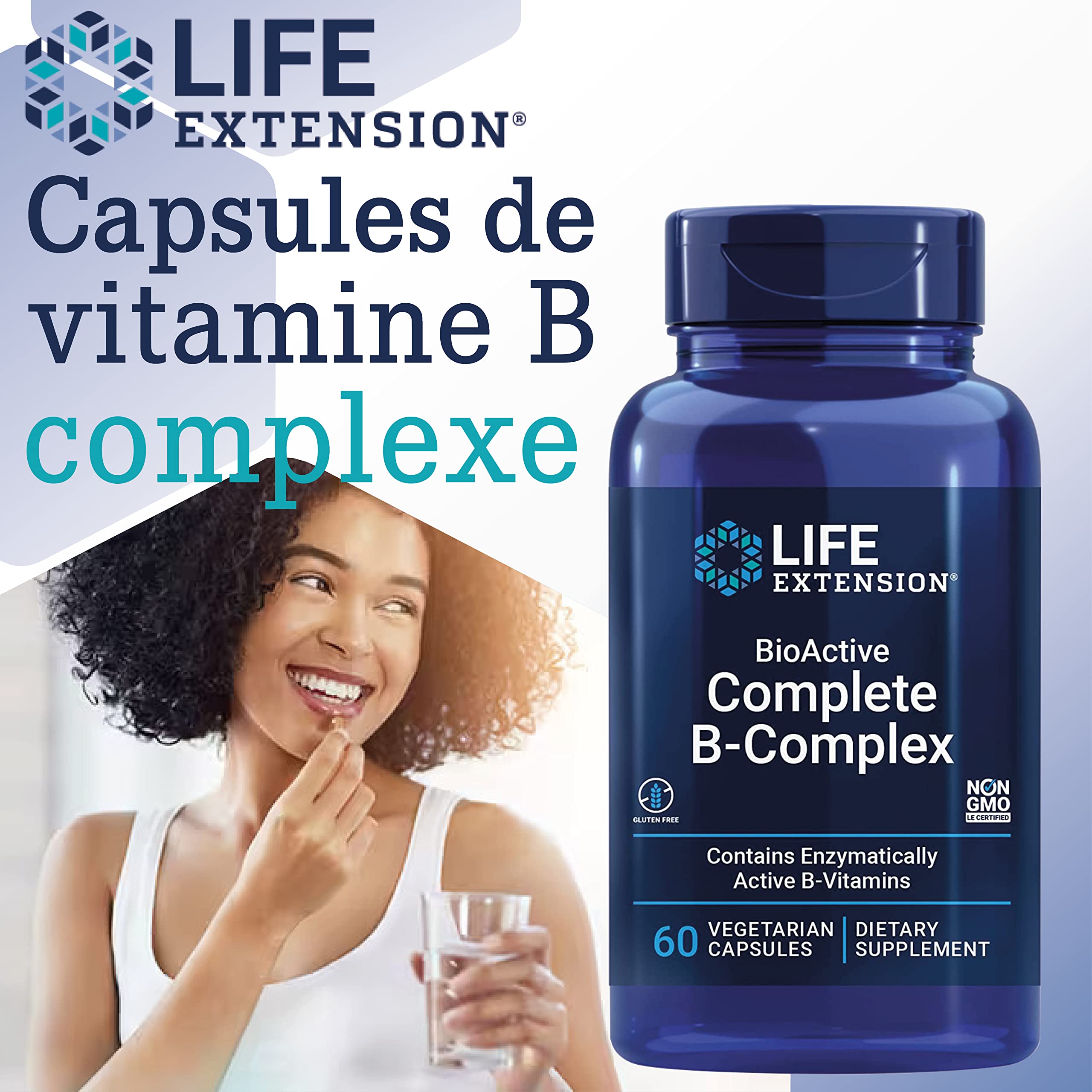 Life Extension, BioActive Complete B-Complex (Complexe Complet de Vitamines B), 60 Capsules végétaliennes, Végétarien, Sans Gluten, Sans Soja, Sans OGM