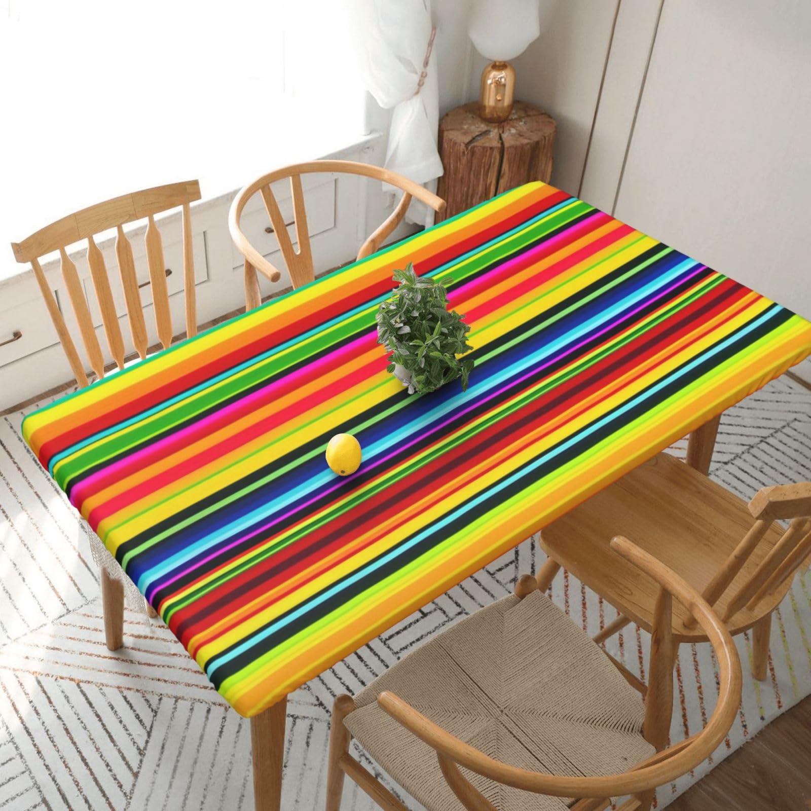 WPKJU Colorful Mexican Stripes Printed Tablecloths 5ft Rectangular Table Covers Washable Polyester Decorative Table Cloth for Dining Table Picnic Wedding