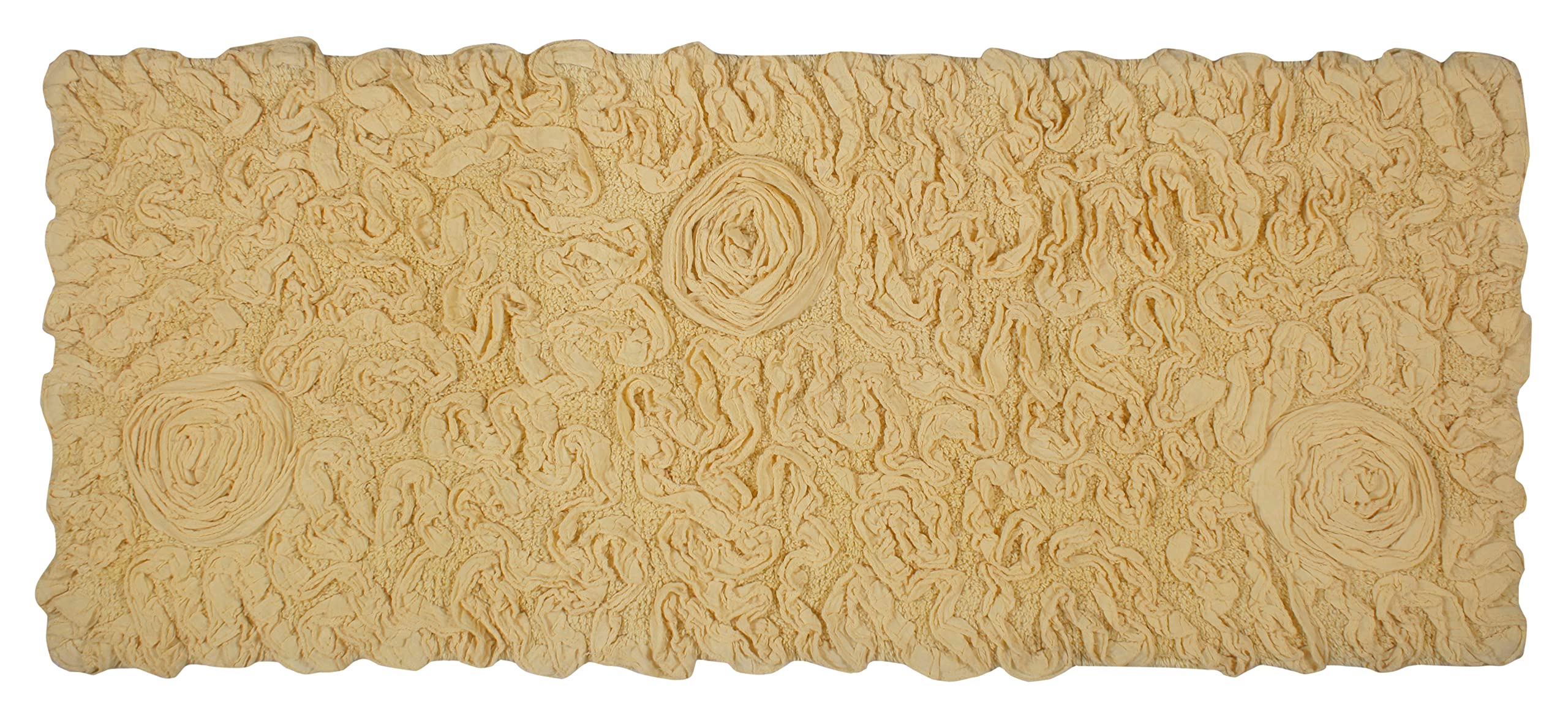 Home Weavers Bell Flower Collection Absorbent Cotton, Soft Rug, Machine wash Dry, 21"x54", Yellow