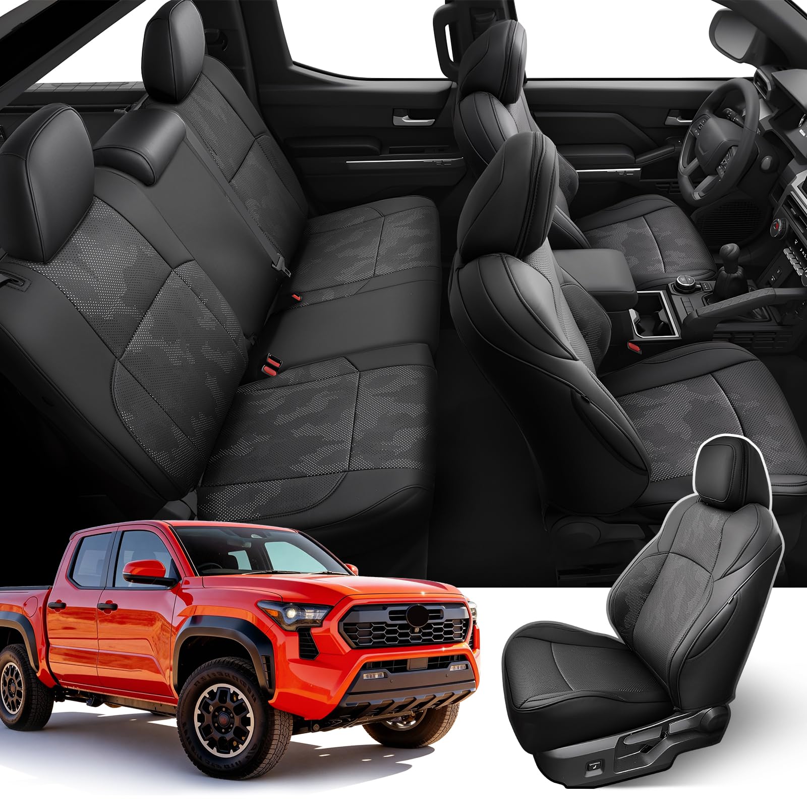 Photo 1 of ****FACTORY SEALED****
DiffCar® Seat Covers for Toyota Tacoma 2026 2025 2024 Double Cab(Gas Only), Full Set Faux Nappa Leather Truck Accessories for Tacoma 4th Gen, Car Seat Protectors Custom Fit for Tacoma Seat, Black Camo