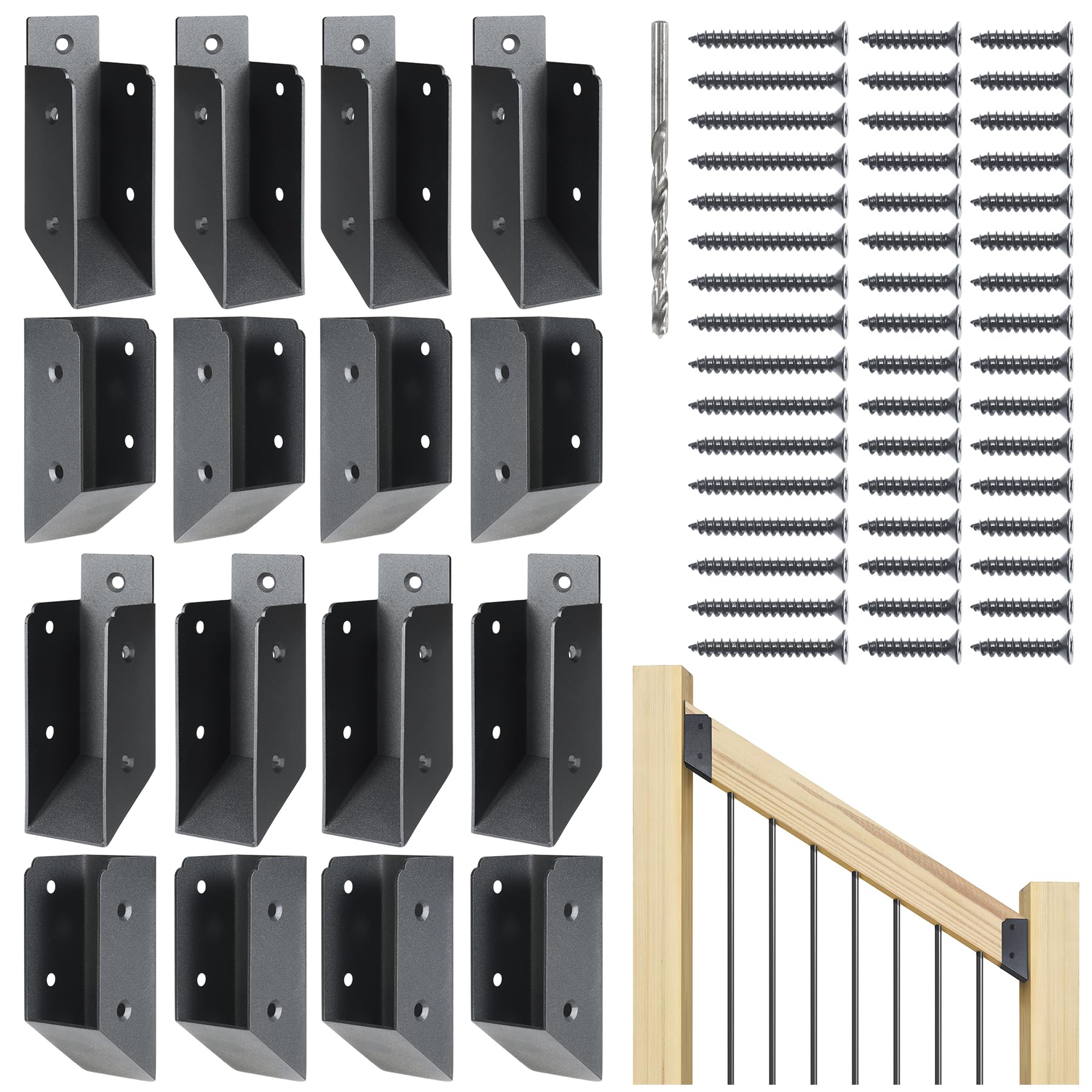 AECXM 201 Stainless Steel 2" x 4" (1 ½" x 3 ½" Actual) Deck Railing 32.5°Stair Connectors, for Deck Railing Stair Handrail Connection Installation