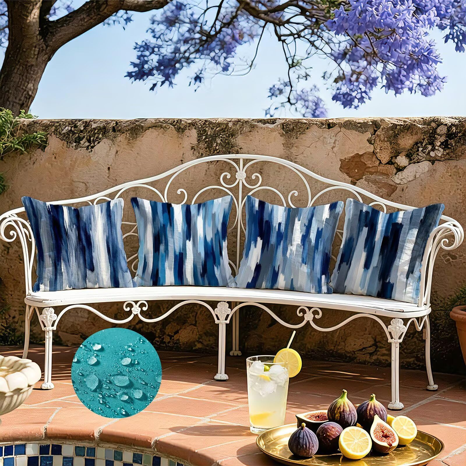 Blu Federe Cuscini Divano 60x60cm, Cuscini da Esterno Set de 4, Cod-86 | Velour Copricuscini Decorativi Letto Arredo, per Letto, Soggiorno, Giardino, Esterno, Casa Decorazione Set di 4 Linea