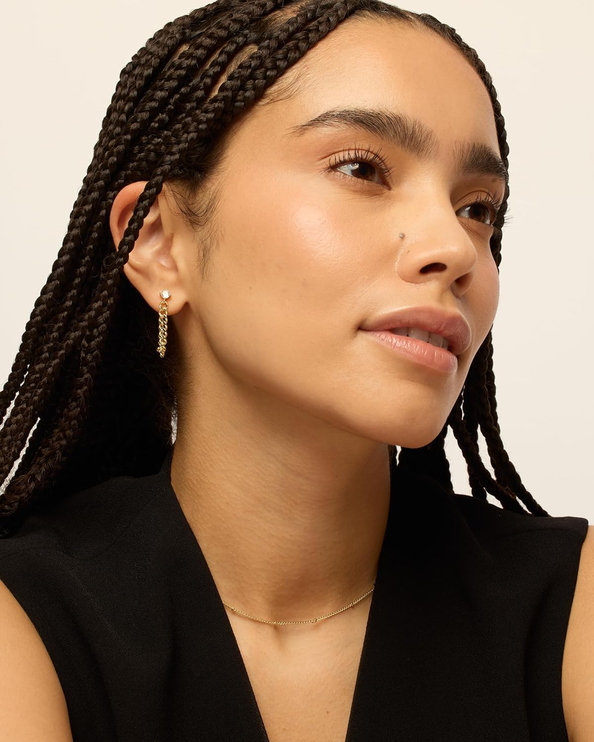 PAVOI 18K Gold Plated 925 Sterling Silver Dangle Chain Earrings for Women - Cubic Zirconia Studs & Earscapes Earrings - Image 4