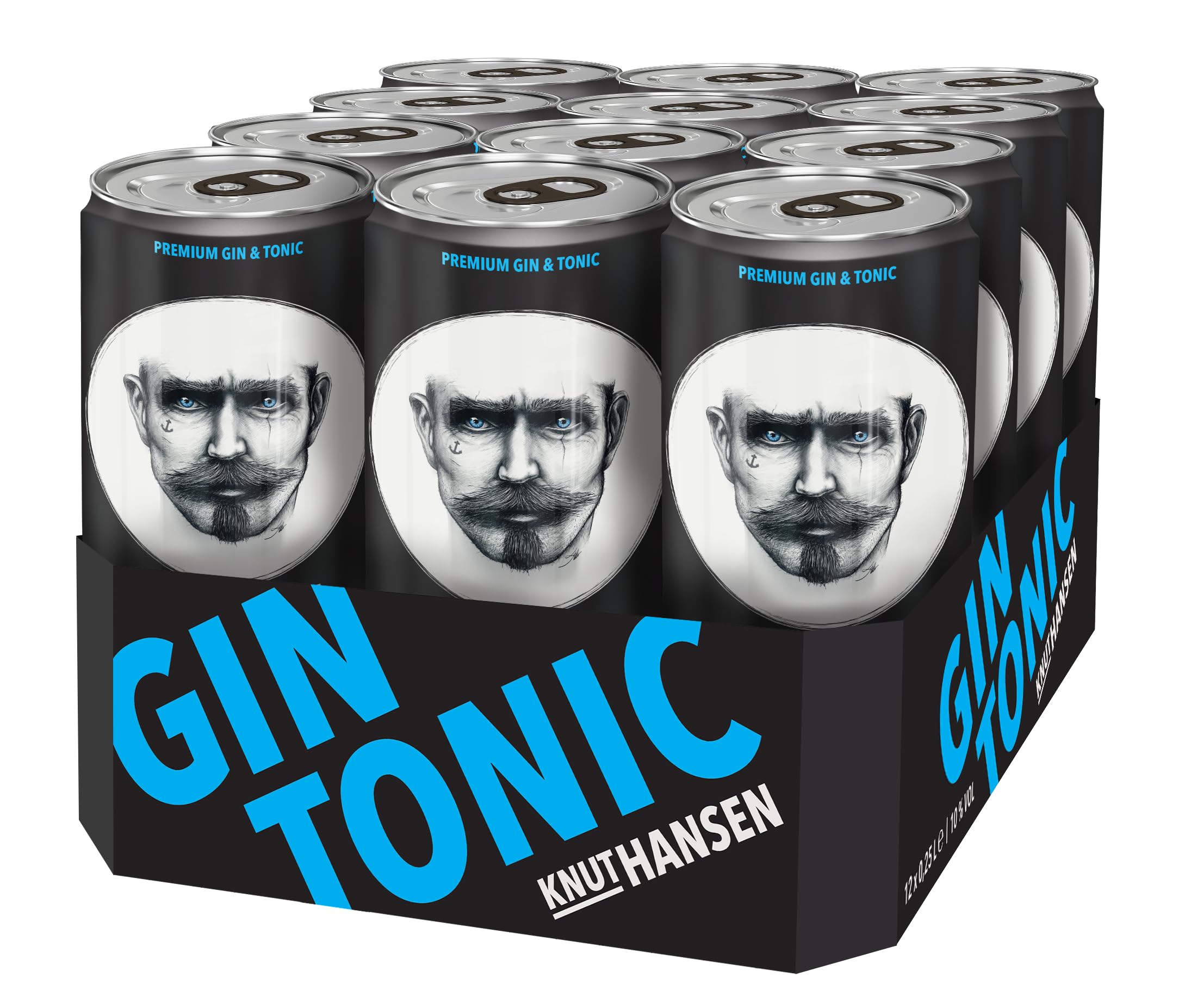 KNUT HANSEN GIN TONIC 10% vol. 12 x 250ml Dose Erfrischend trinkfertig