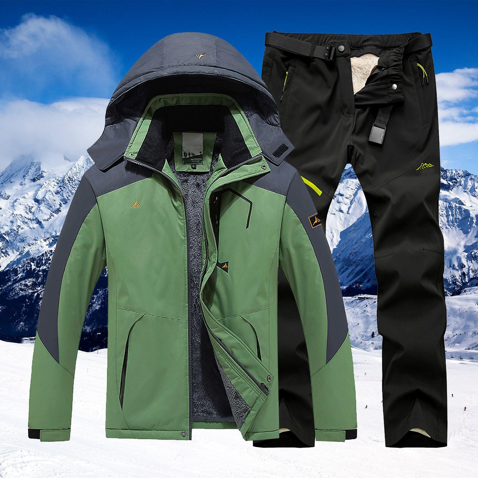 Traje de esquí para hombre, 2 piezas, juego de 2 piezas para exteriores, juegos de snowboard a prueba de viento, traje de esquí, traje de esquí de invierno, chaqueta y pantalones, traje de