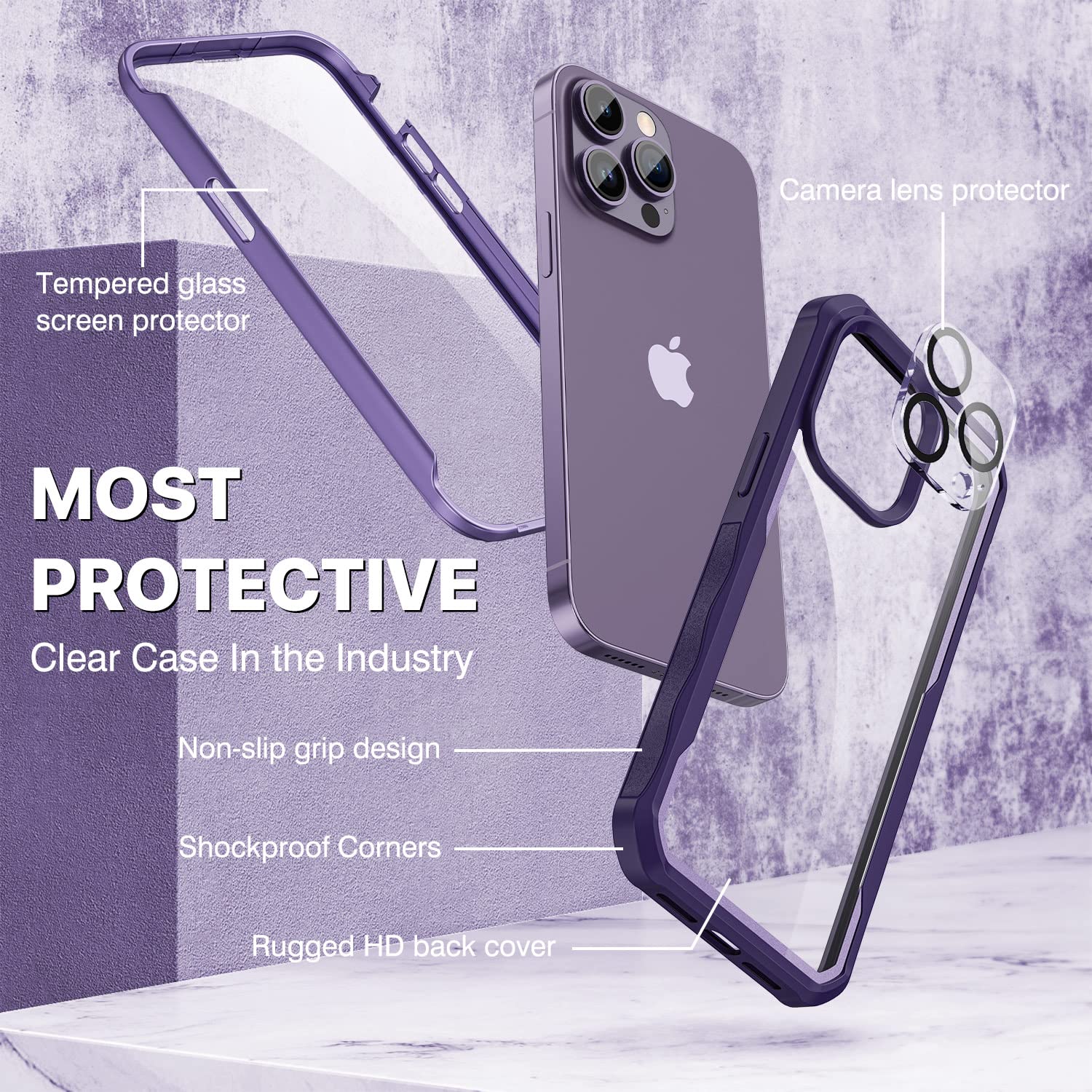 CENHUFO Compatibel met iPhone 13 Pro hoesje, ingebouwde privacyschermbeschermer met cameralensbeschermer, 360° volledige bescherming, schokbestendig hoesje voor iPhone 13 Pro met anti-spionagescherm