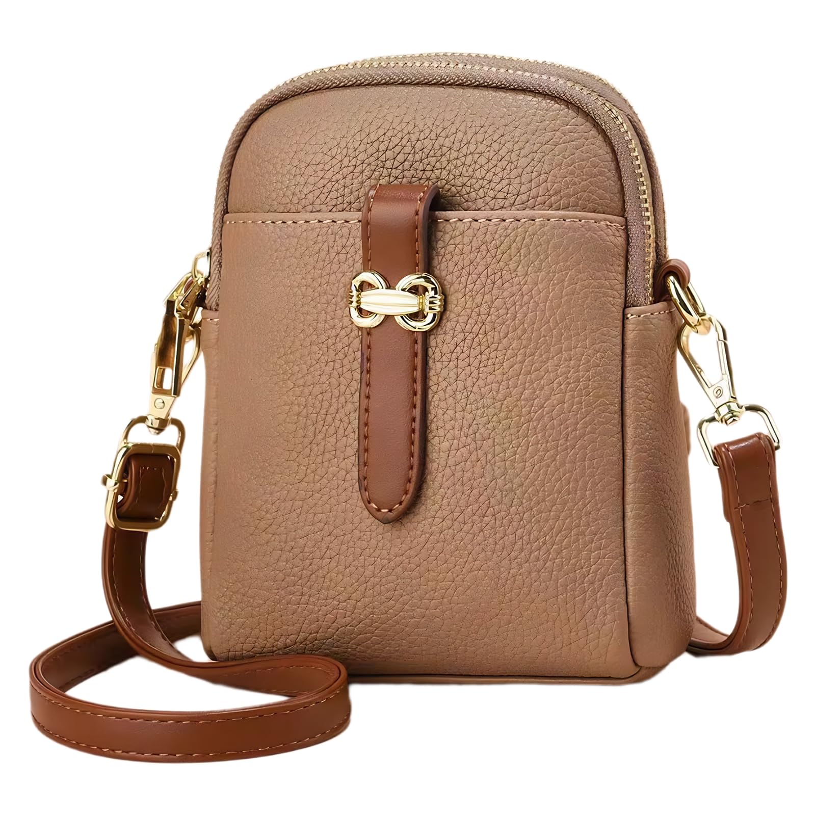 Leather Crossbody Bag for Women Men, Three Layers Large Capacity Messenger Bags Crossover Over the Shoulder Purse for Everyday Use Trip Walking Shopping